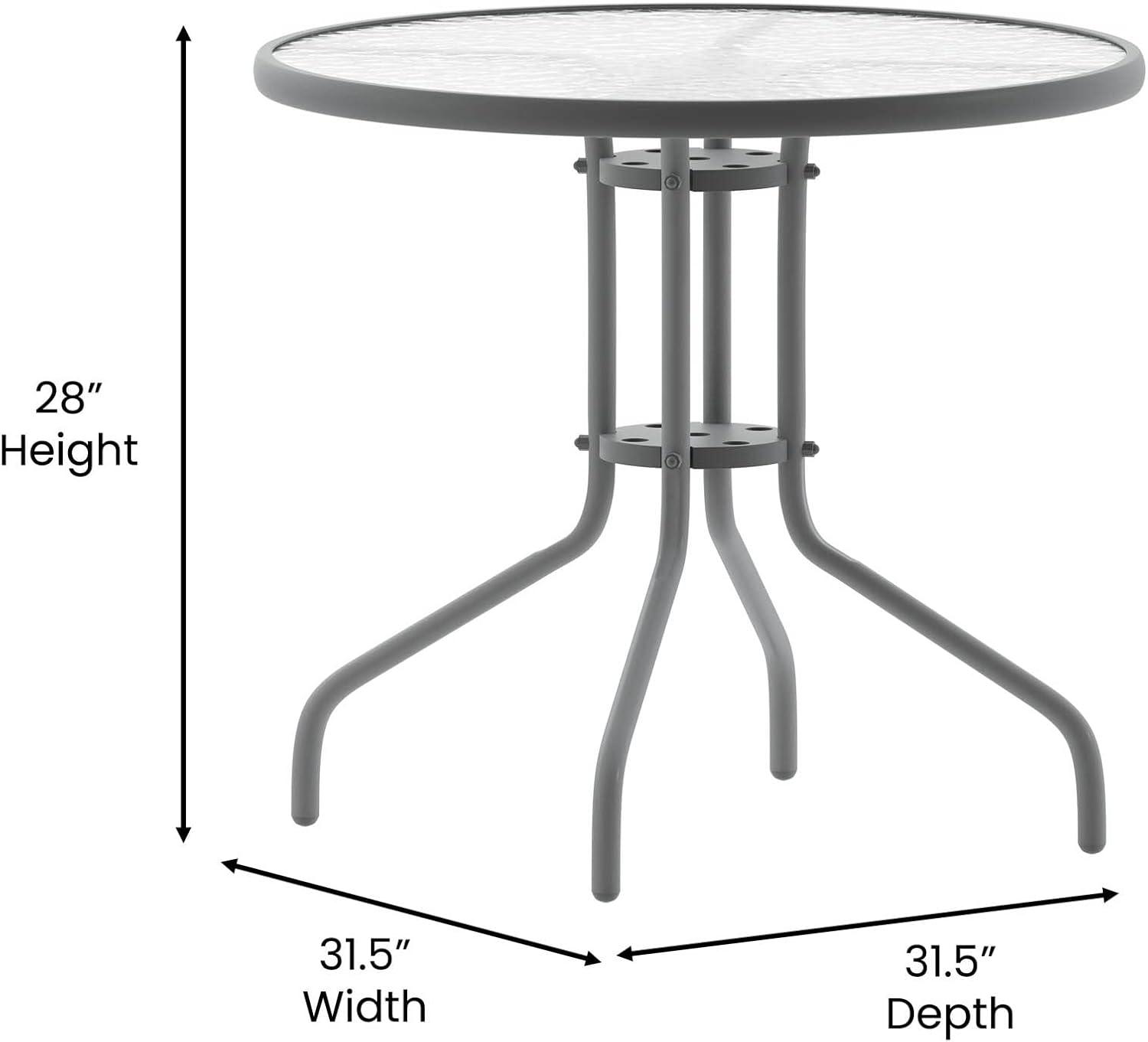 Flash Furniture Bellamy 31.5'' Silver Round Tempered Glass Metal Table