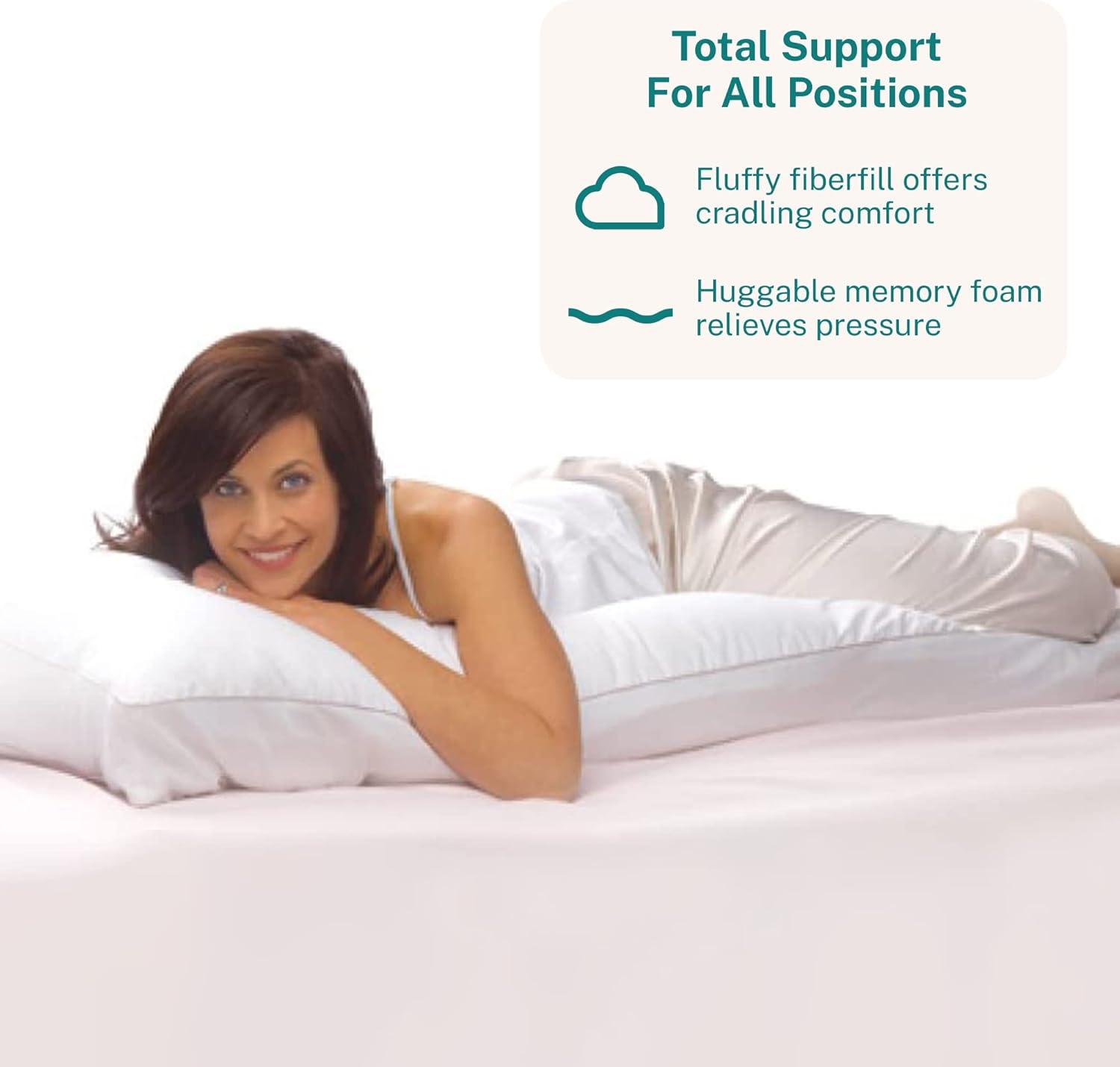 Sleep Innovations Embrace Memory Foam Body Pillow with Hypoallergenic Cover, White 1'8" x 4'6"