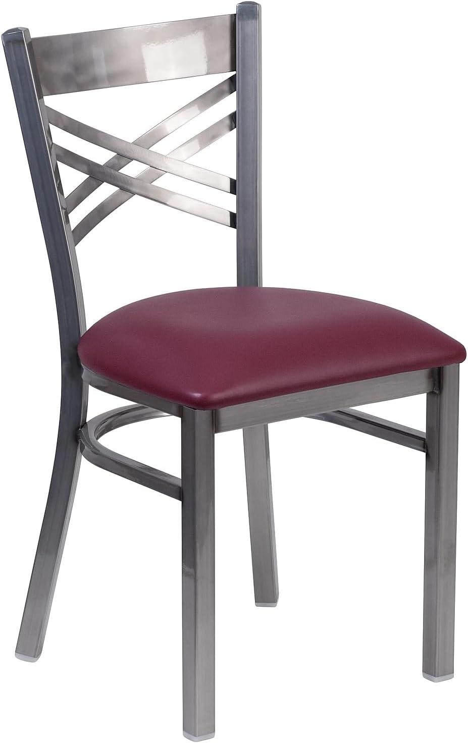 Flash Furniture Hercules Traditional Vinyl & Metal X-Back Restaurant Dining Chair Burgundy 2/Pack