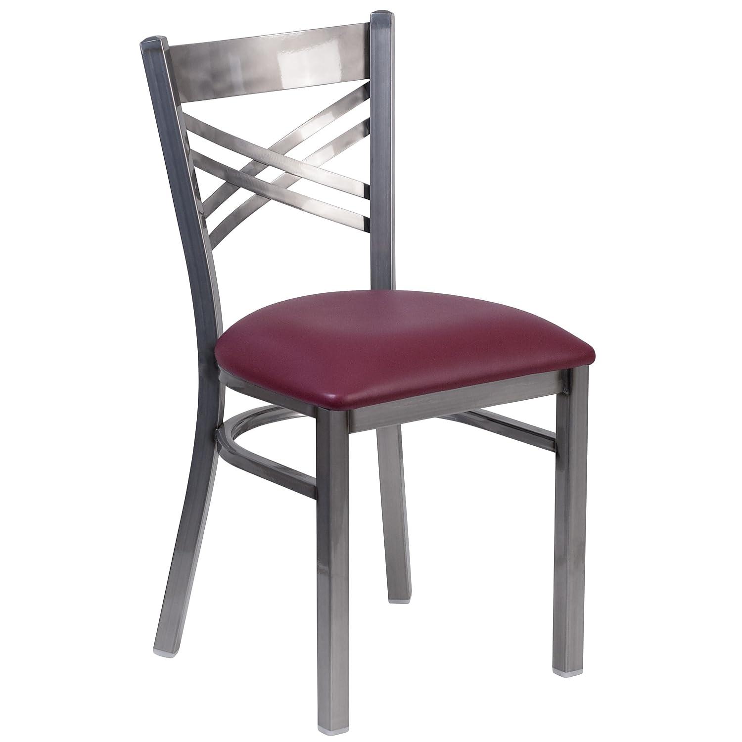 Flash Furniture Hercules Traditional Vinyl & Metal X-Back Restaurant Dining Chair Burgundy 2/Pack