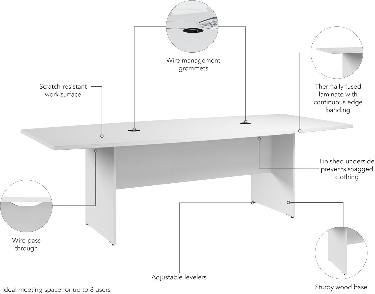 BBF 96W x 42D Boat Shaped Conference Table with Wood Base