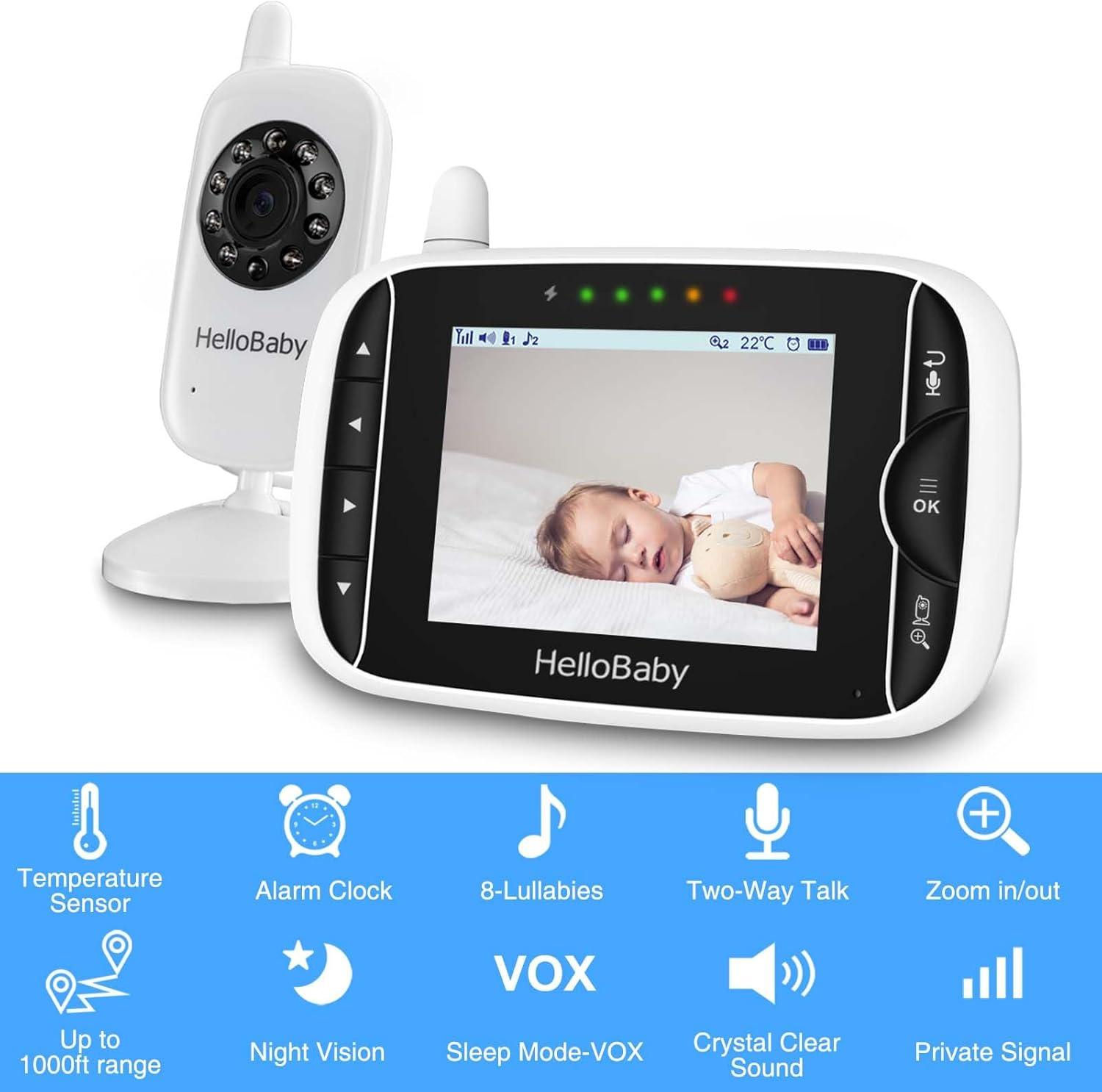 White Wireless Baby Monitor with Night Vision and Two-Way Audio