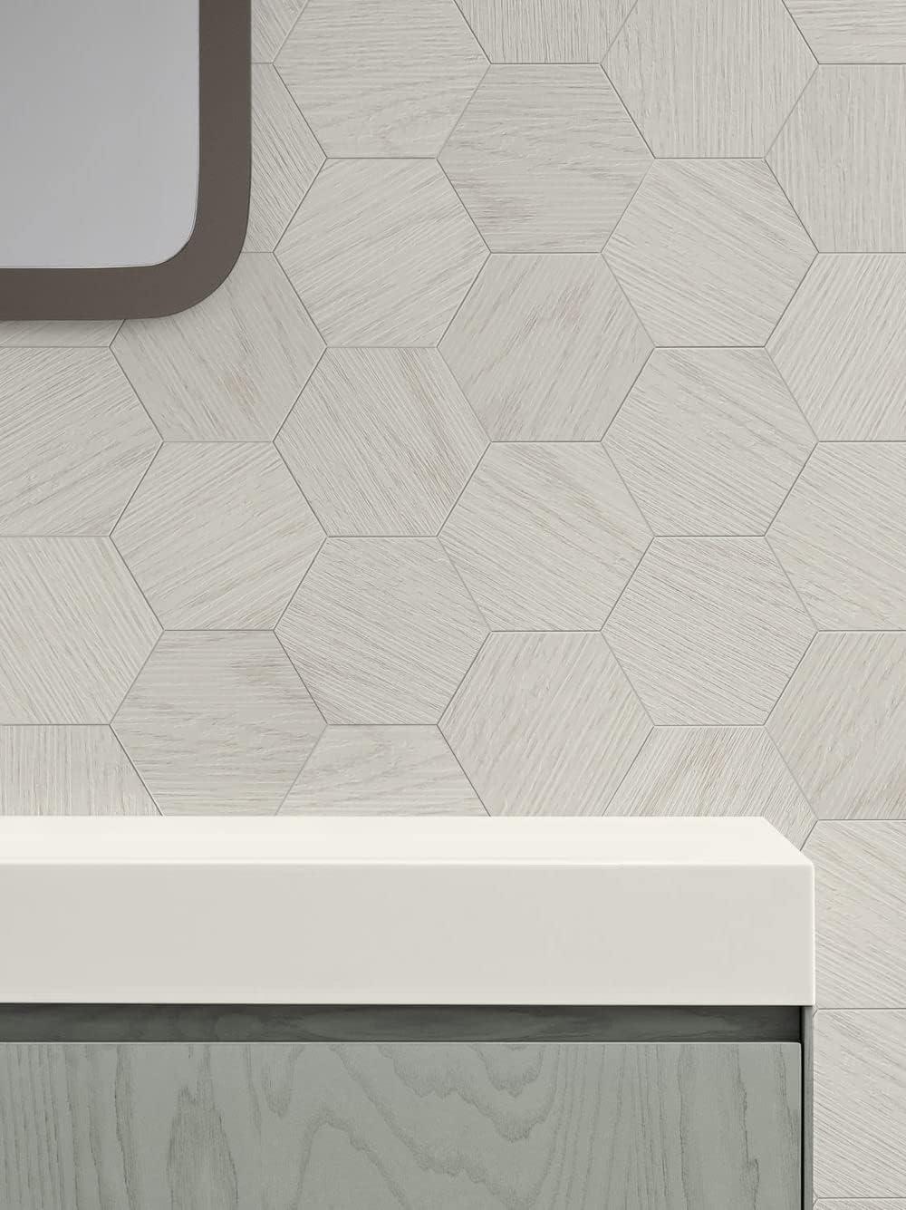 Bex 6" x 6.9" Hexagon Stone Composite Peel & Stick Wall Tile