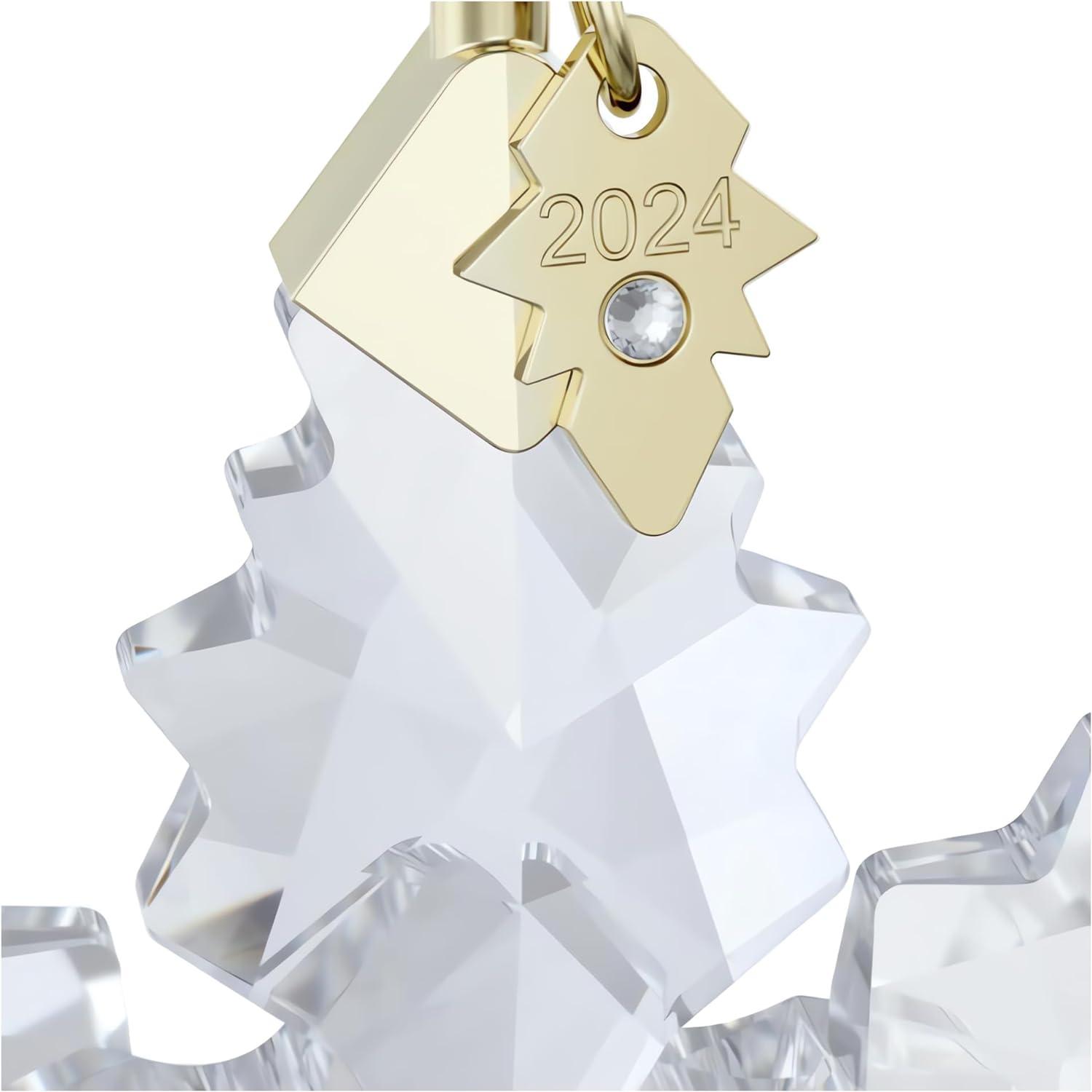 Clear Faceted Crystal Snowflake Ornament with Gold-Tone Accents