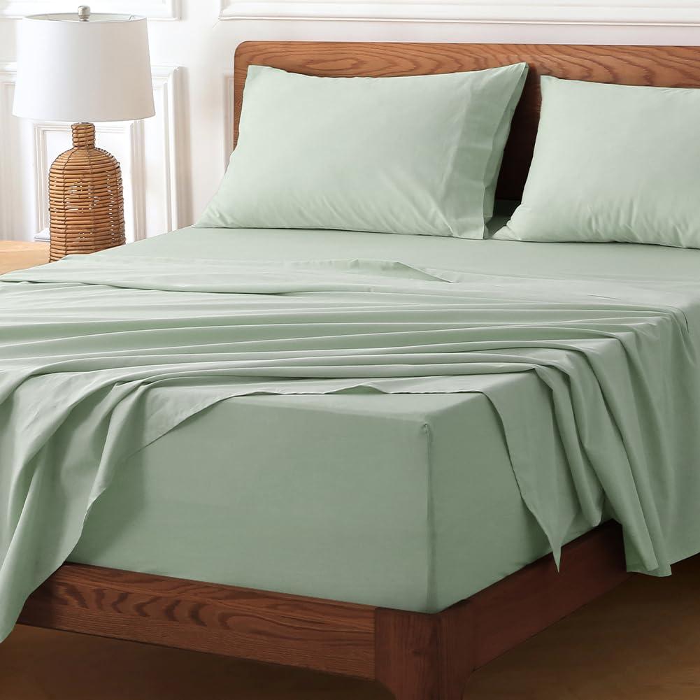 Sage Green King Cotton Deep Pocket Sheet Set