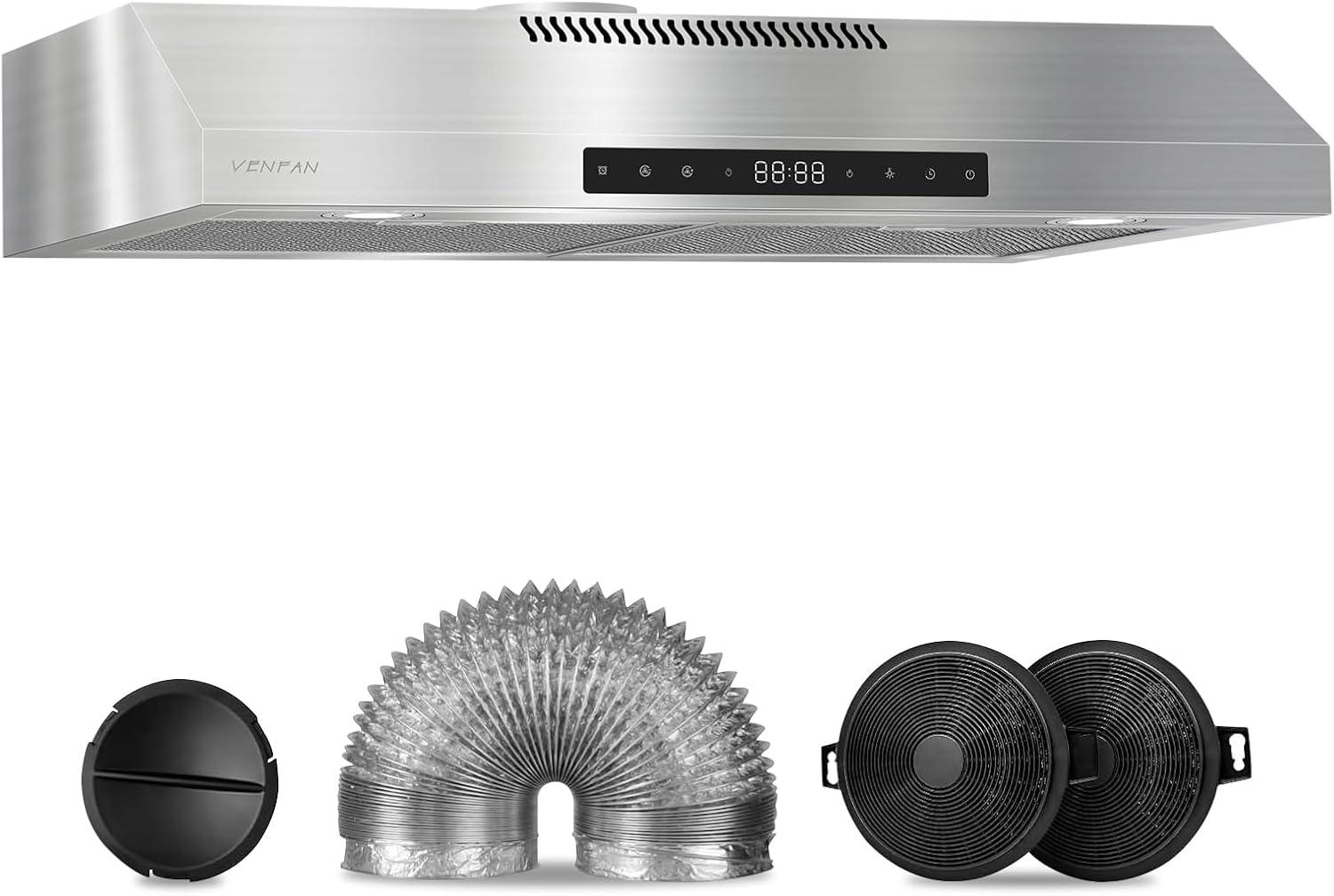 30'' Stainless Steel Convertible Under Cabinet Range Hood with Charcoal Filter