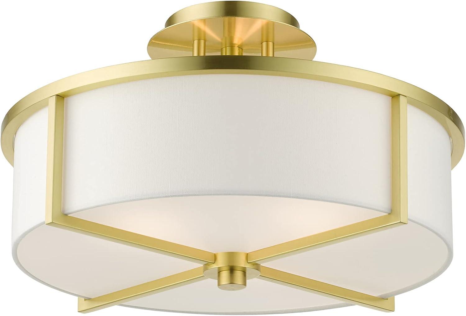 Livex Lighting Wesley 3 - Light Semi-Flush Mount in  Satin Brass