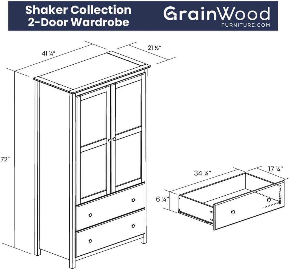 Walnut Shaker Solid Wood Armoire with Mirror