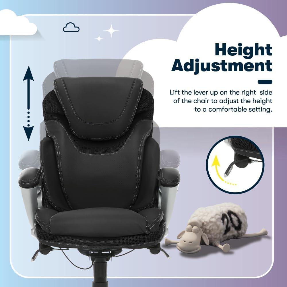 Serta Bryce Executive Office Chair with Patented AIR Lumbar Technology and Layered Body Pillows