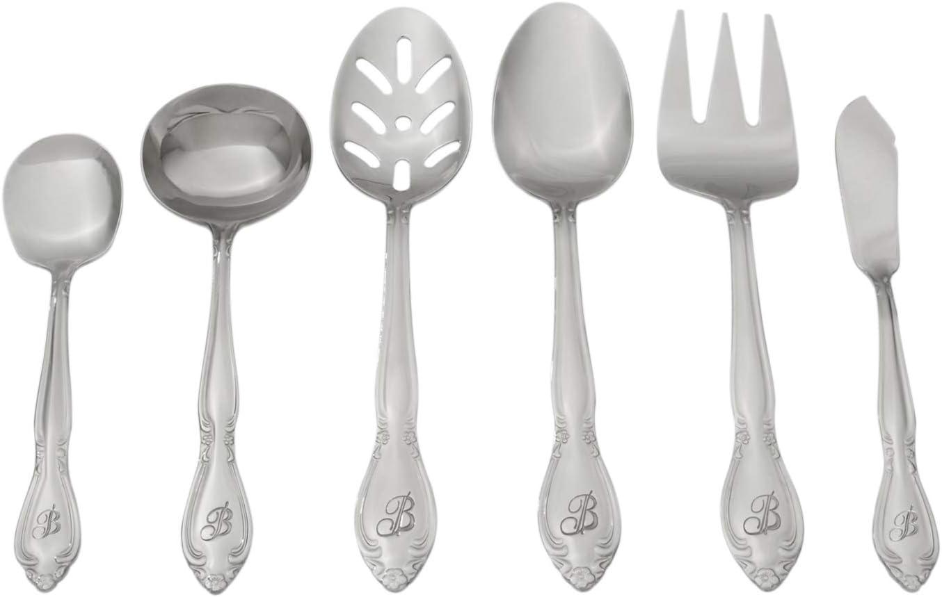 RiverRidge Home RiverRidge Rose Flatware 46-Piece Monogrammed Stainless Steel Silverware Set for 8