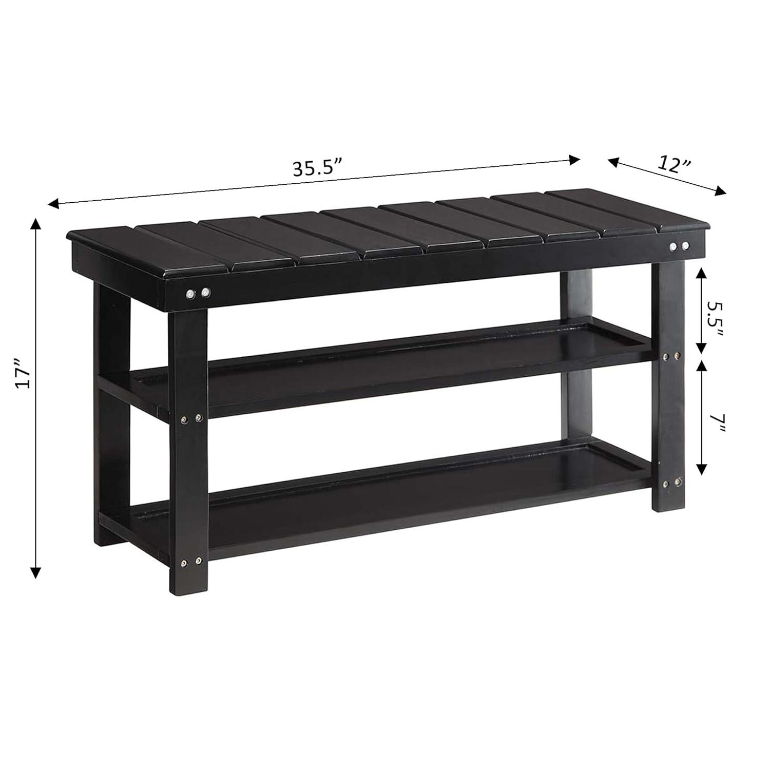 Oxford Utility Mudroom Bench, Black