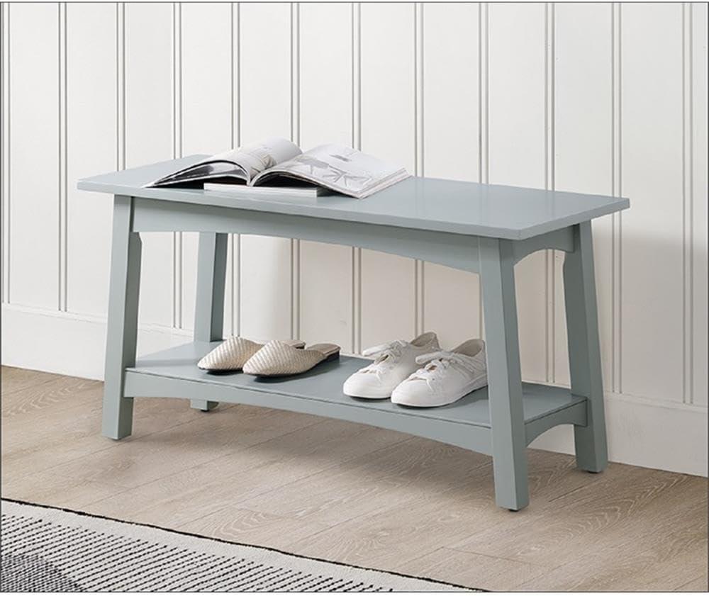 Alaterre Craftsbury 36 in. Sturdy Pine Wood Entryway Bench, Open Design Accent Furniture, Gray