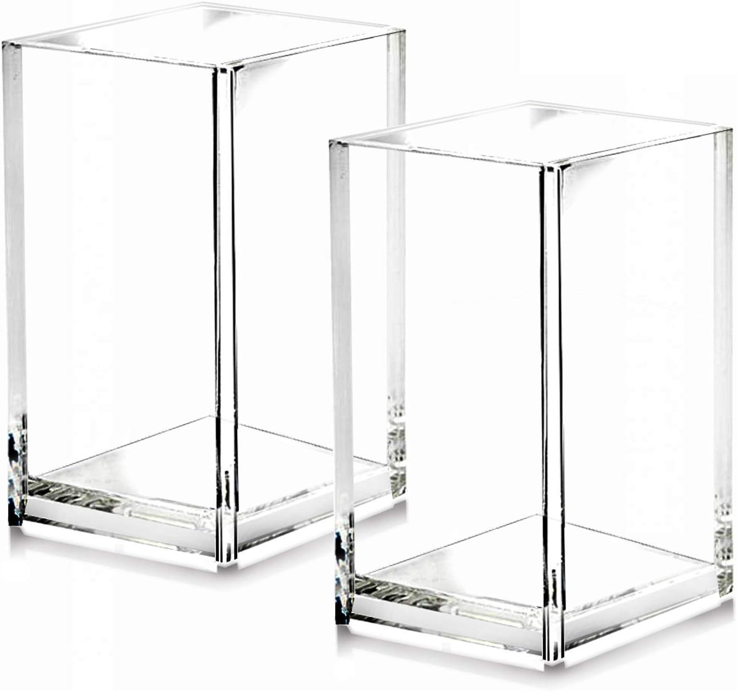 Pen Holder, 2 Pack Acrylic Pencil Holder for Desk, Pen Cups for Desk Supplies Holders, Clear Pencil Organizer for Toothbrush, Straw, Makeup Brush Holder, Home Office Desk Accessories