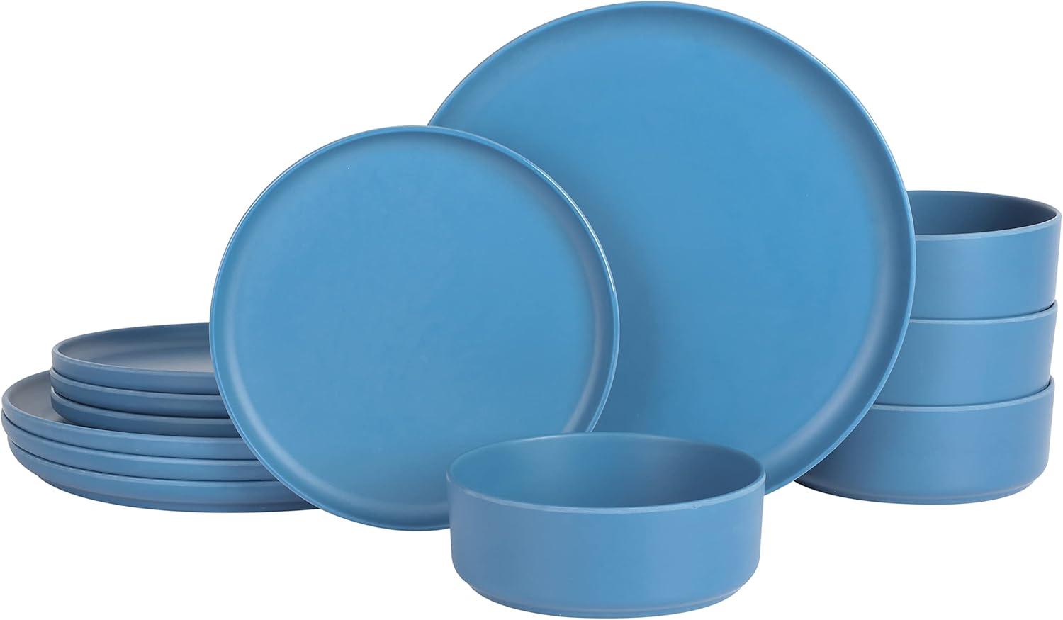 Gibson Home Canyon Crest 12-Piece Stackable Matte Melamine Dinnerware Set