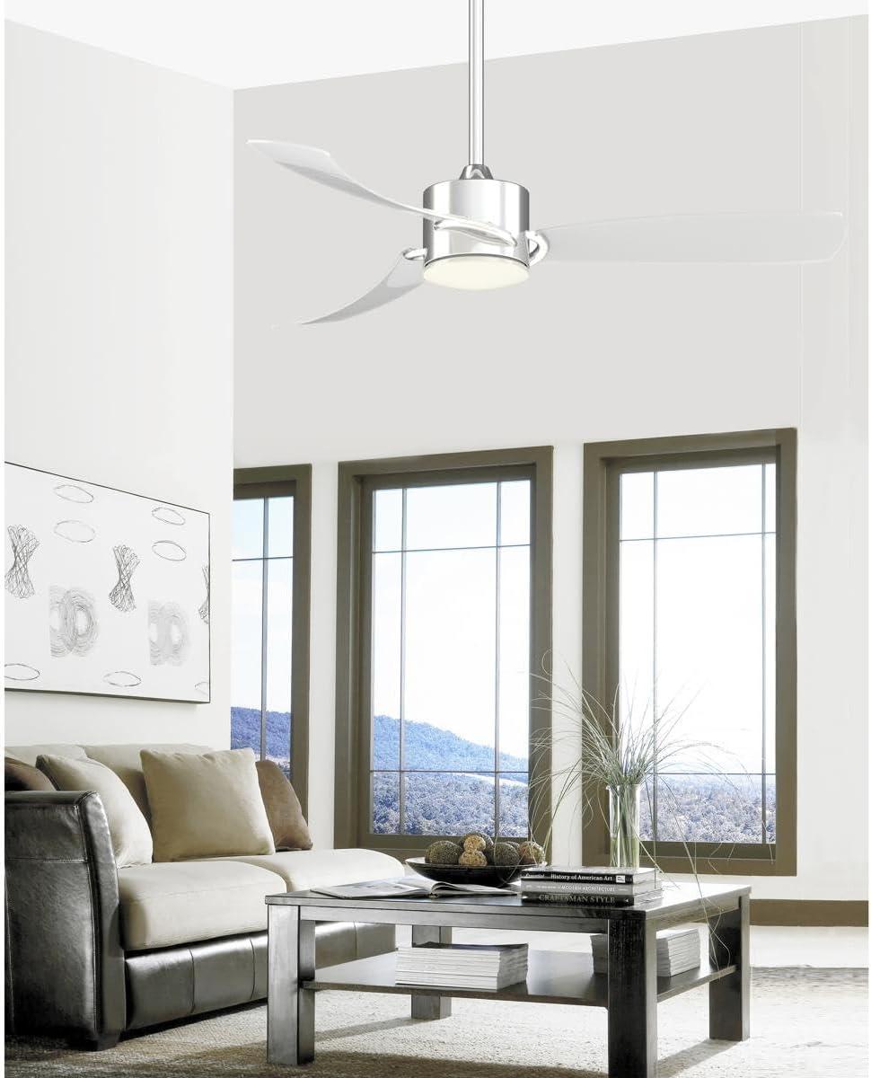 SculptAire Chrome 52" Smart Ceiling Fan with LED Light Kit