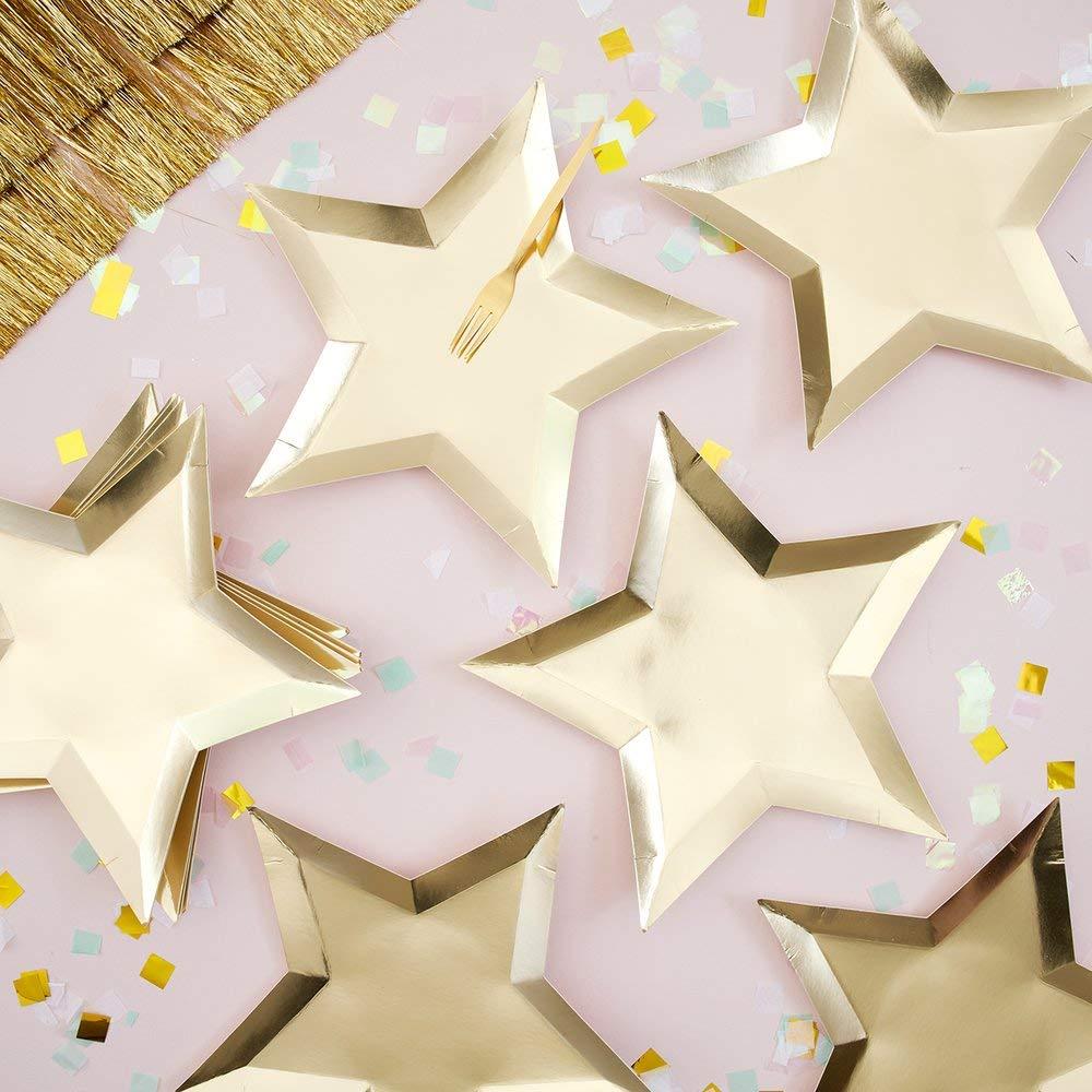 Meri Meri Gold Foil Star Plates (Pack of 8)