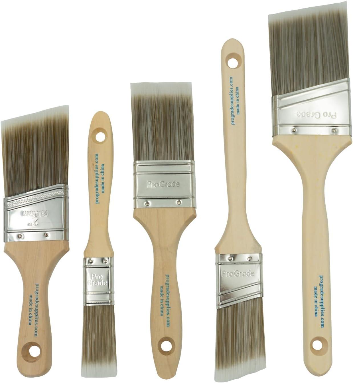 Pro Grade Premium Paint Brushes, 5 Piece Variety Set, Interior/Exterior Painting
