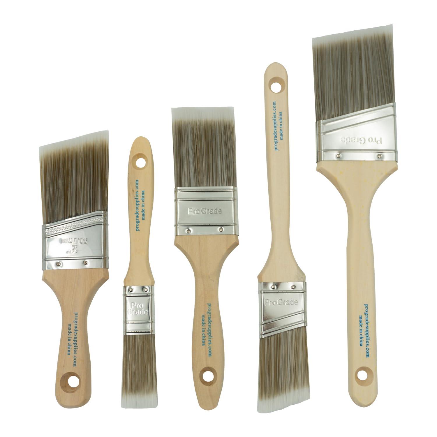 Pro Grade Premium Paint Brushes, 5 Piece Variety Set, Interior/Exterior Painting