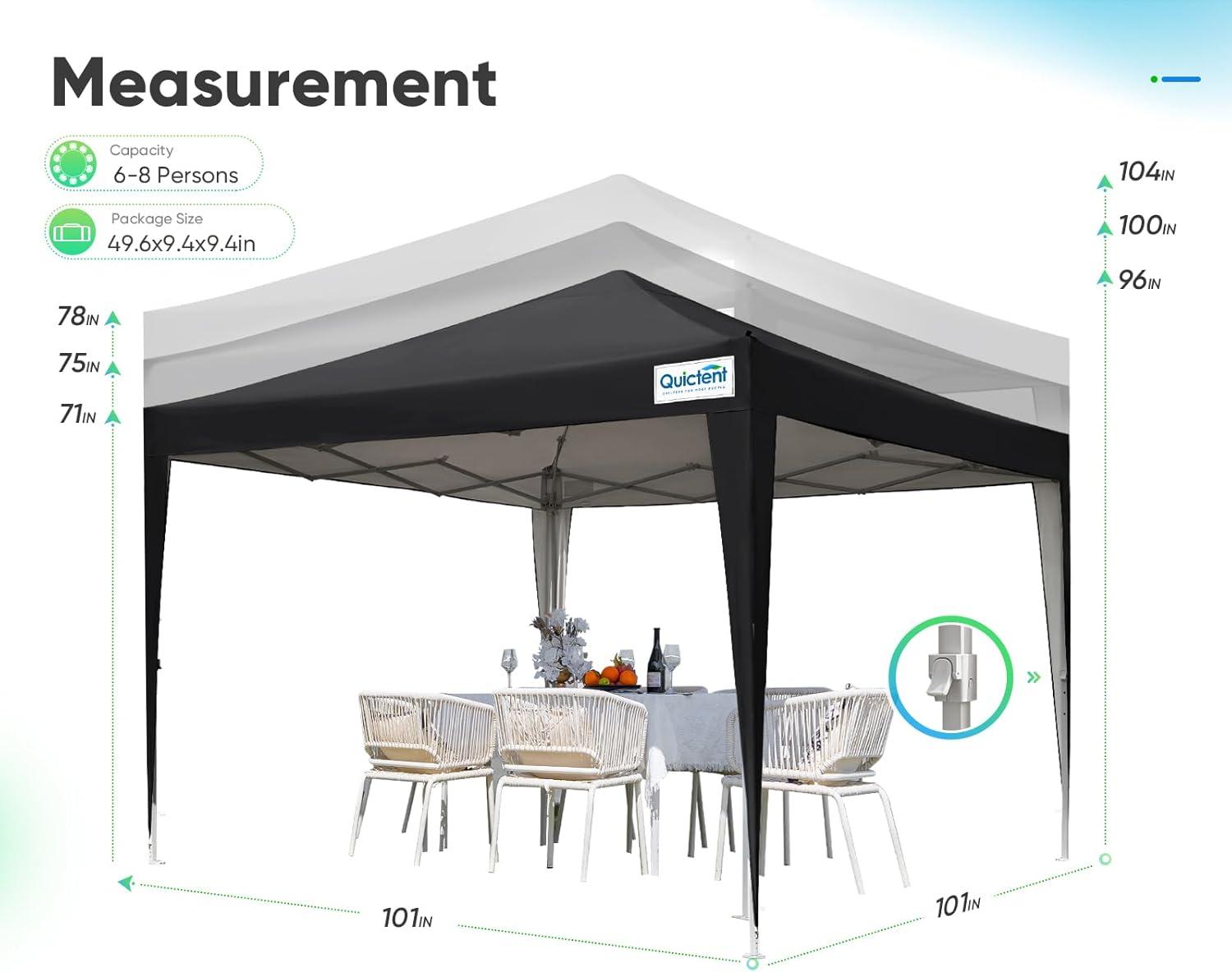 Quictent Privacy 8x8 Pop up Canopy Tent with Sidewalls and Roll-up Ventilated Windows, One Person Setup, Easy Outdoor Commercial Gazebo Shelter Enclosed Waterproof, Bonus 4 Sandbags
