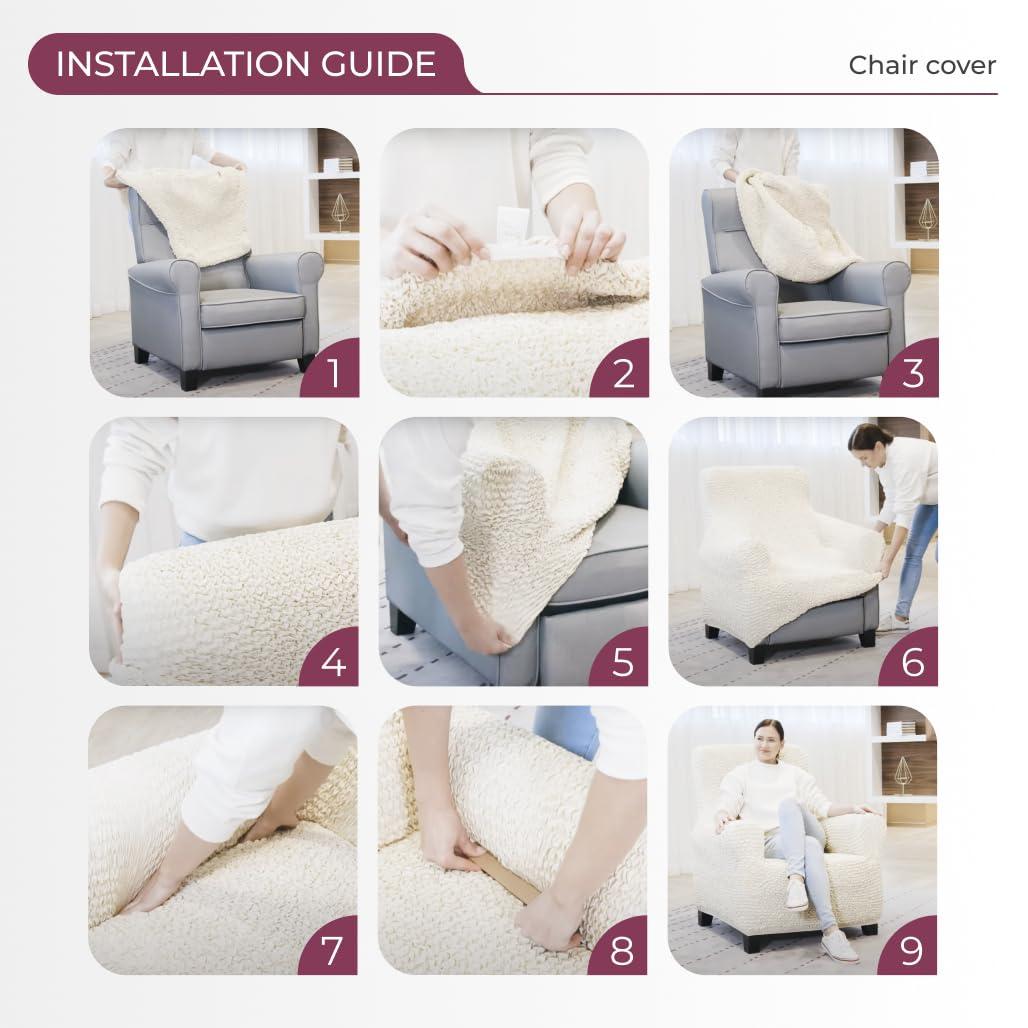 Stretchy Slipcover for Armchair- Premium Quality & Style - Jacquard Collection