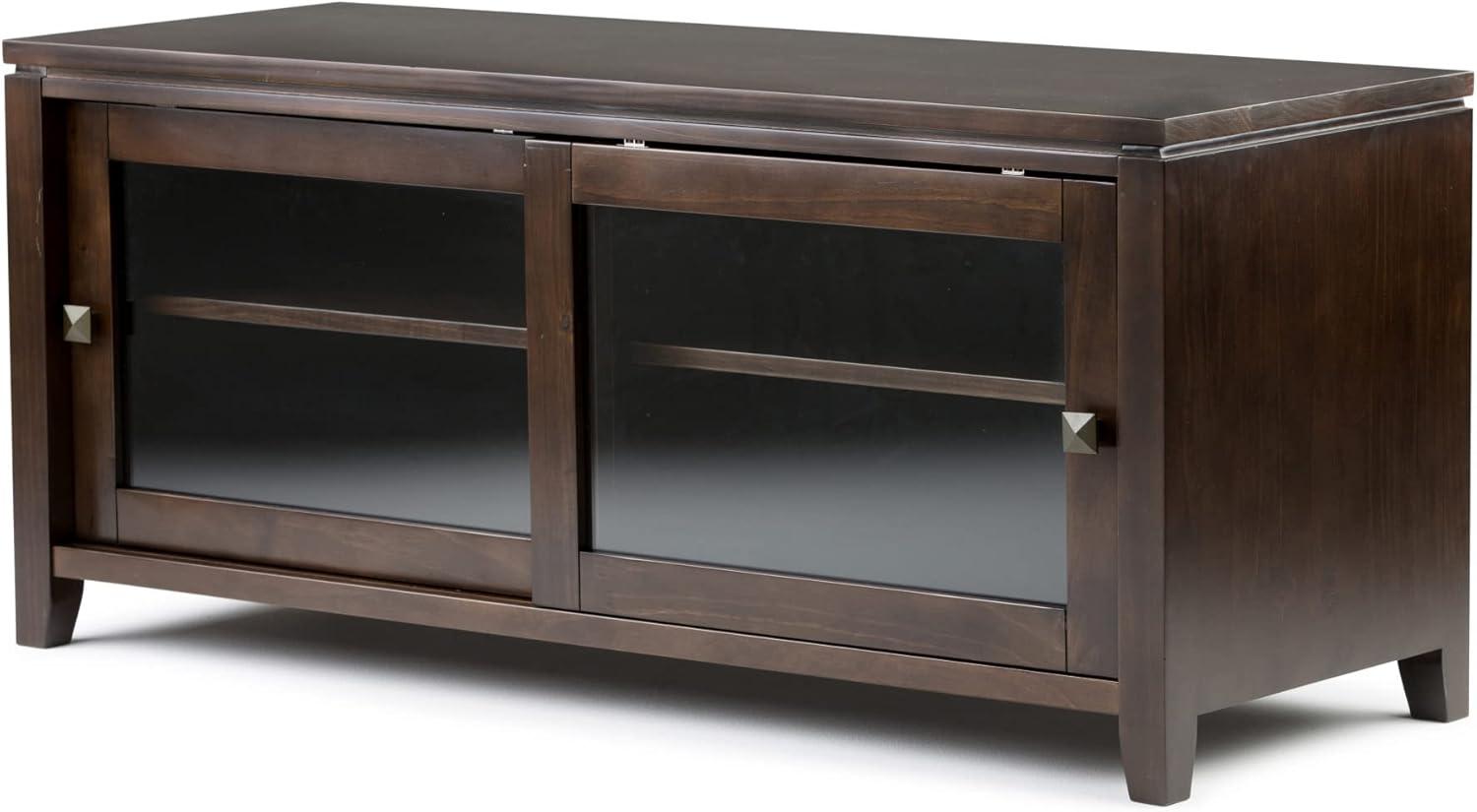 Simpli Cosmopolitan Wood 48"W TV Media Stand For TVs upto 50" in Mahogany Brown