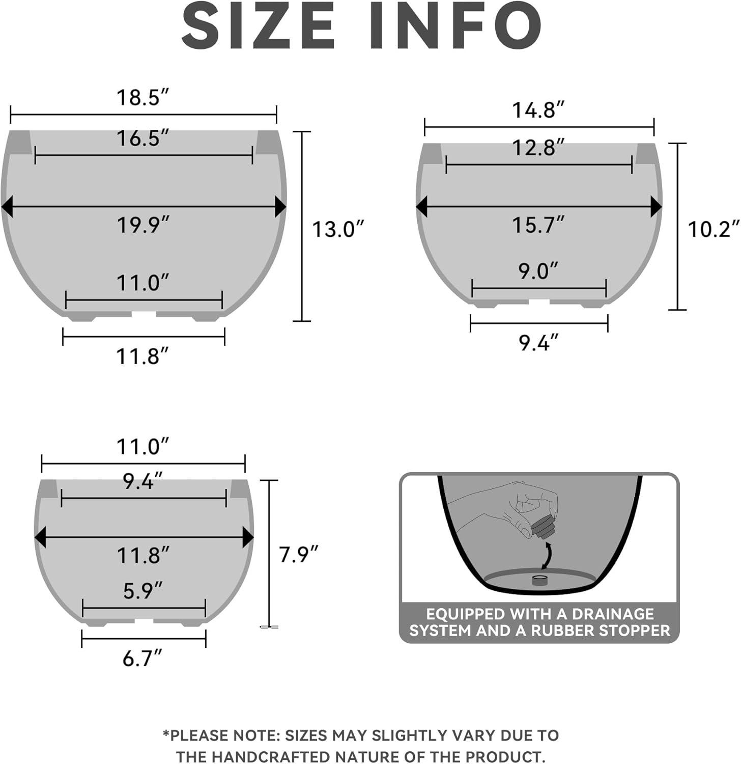 Pure White Round Concrete Planter Set with Drainage Holes