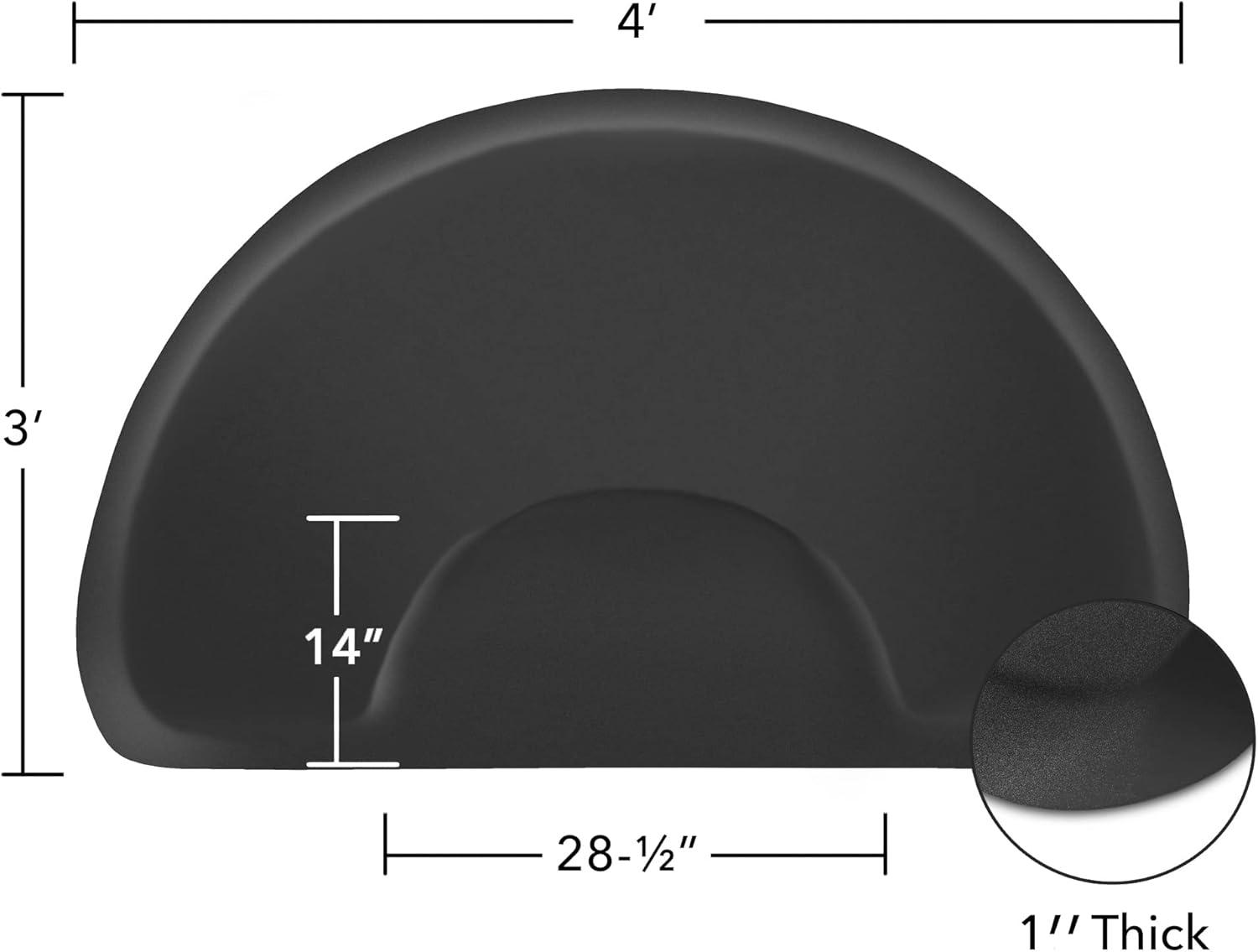 Saloniture 3 ft. x 4 ft. Salon & Barber Shop Chair Anti-Fatigue Mat - Black Semi Circle - 5/8" Thick