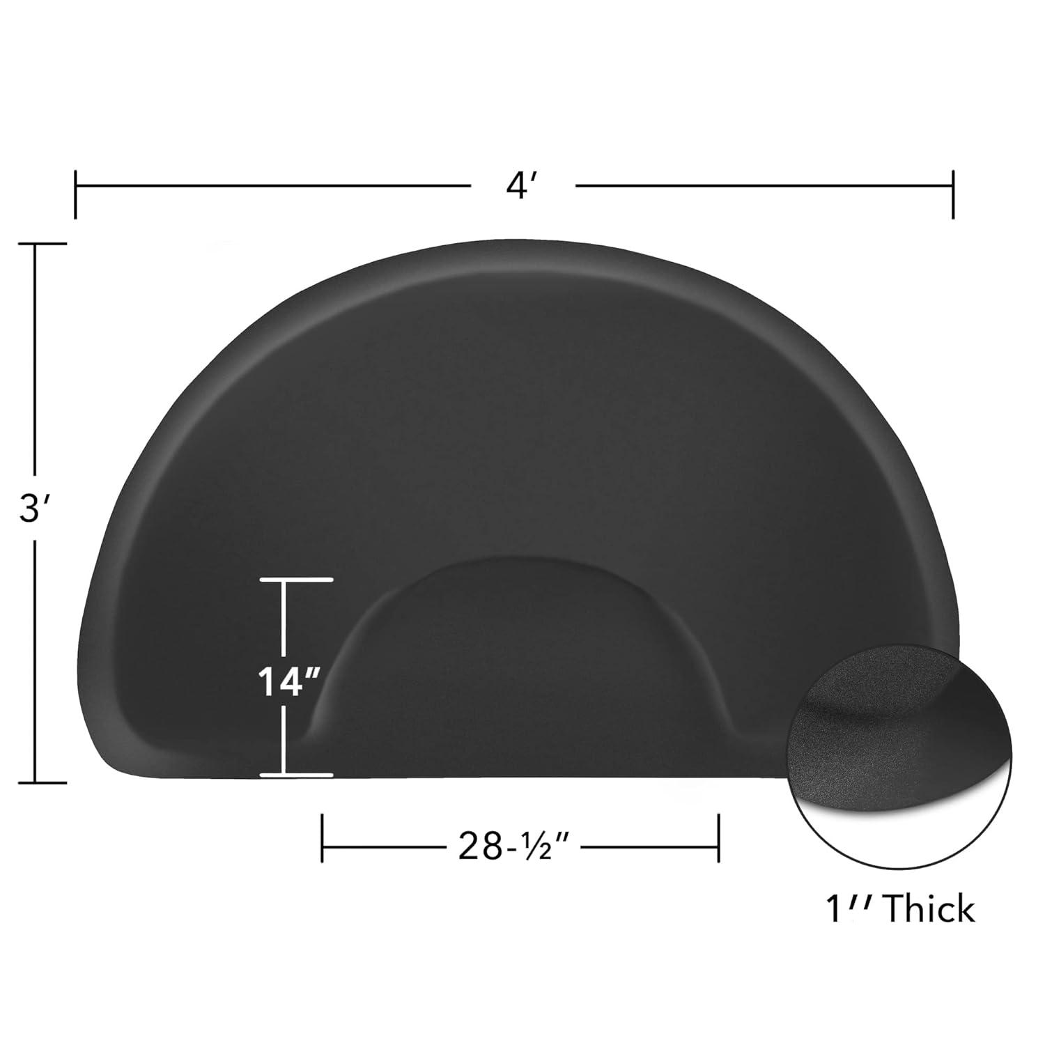 Saloniture 3 ft. x 4 ft. Salon & Barber Shop Chair Anti-Fatigue Mat - Black Semi Circle - 5/8" Thick