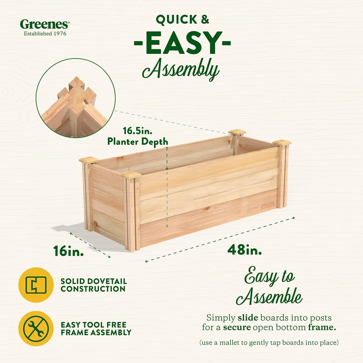 Greenes Fence 48" x 16" x 16.5" Beige Wood and Cedar Raised Garden Kit