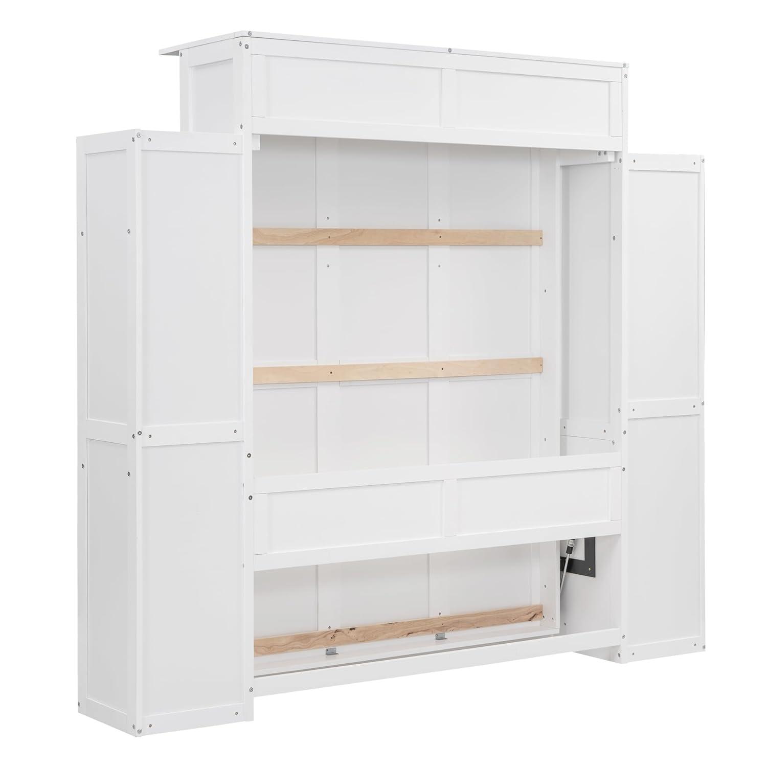 yuanhuan Full Size Murphy Bed Wall Bed With Shelves And LED Lights