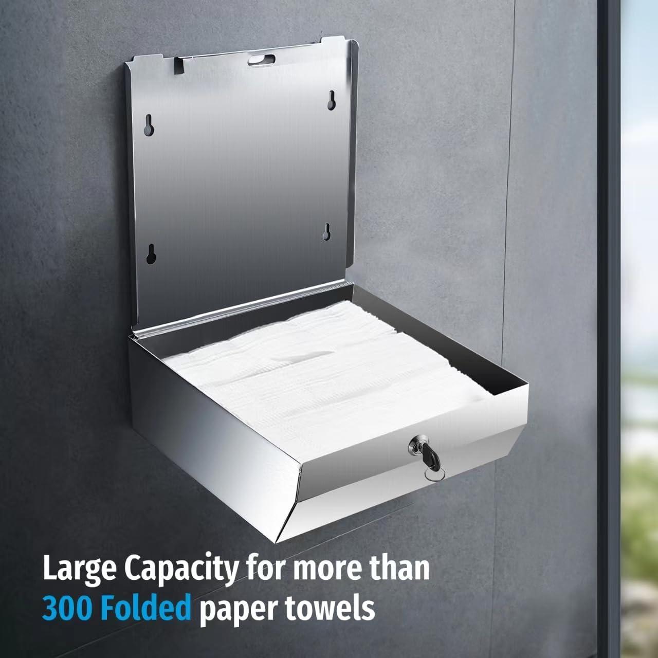 Paper Towel Dispenser Wall Mount Commercial, C Fold Multifold Hand Paper Towel Dispenser, Stainless Steel Tissue Holder