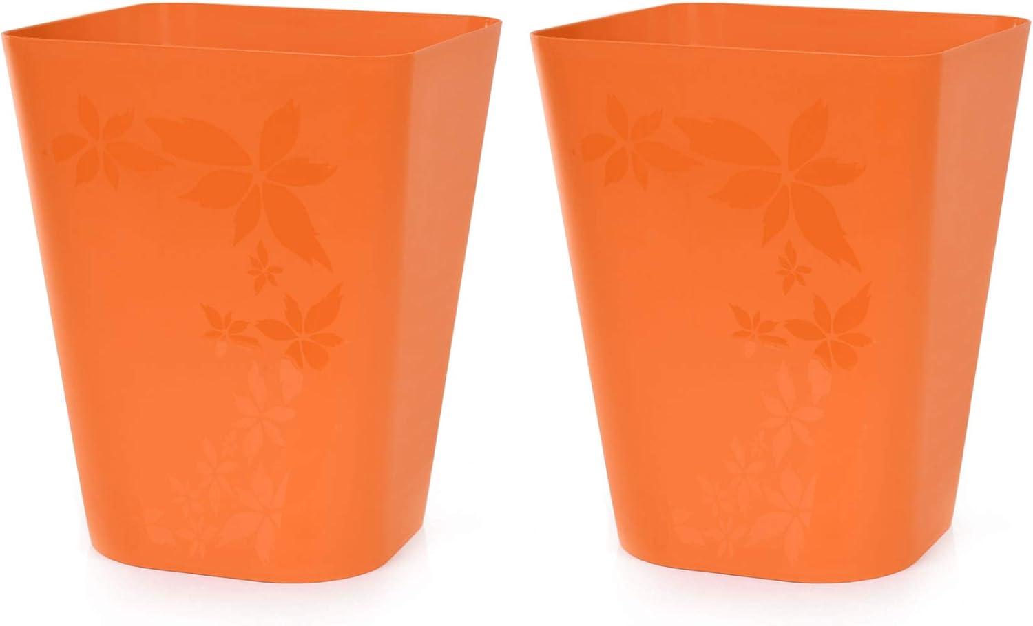 Orange Plastic Rectangular Kitchen Trash Bins, 12 Liter