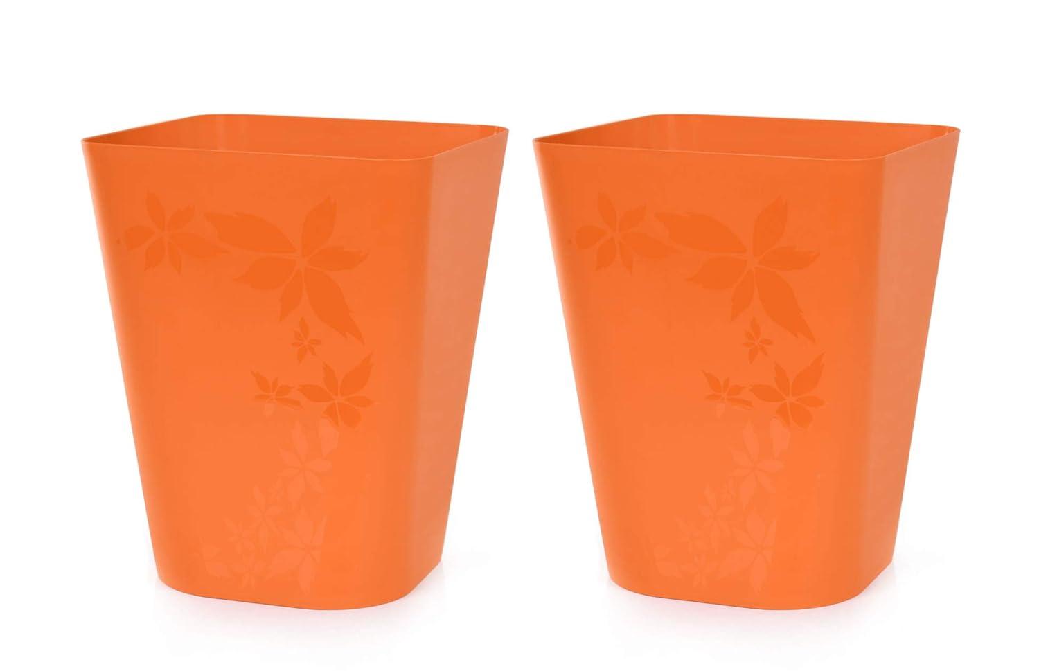 Orange Plastic Rectangular Kitchen Trash Bins, 12 Liter