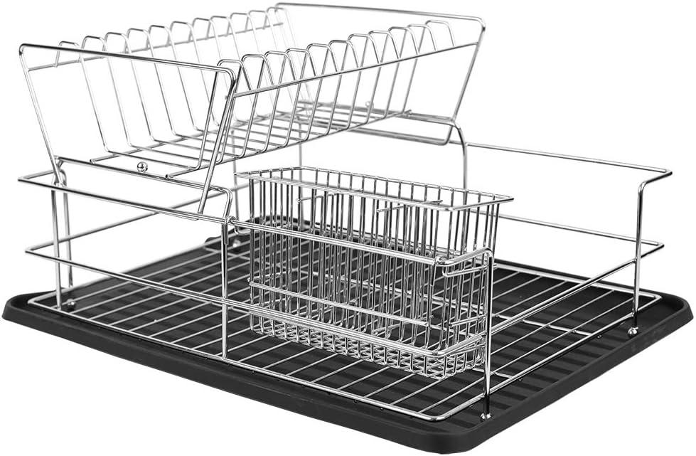 Open Box Home Basics Deluxe 2 Tier Dish Rack - Black