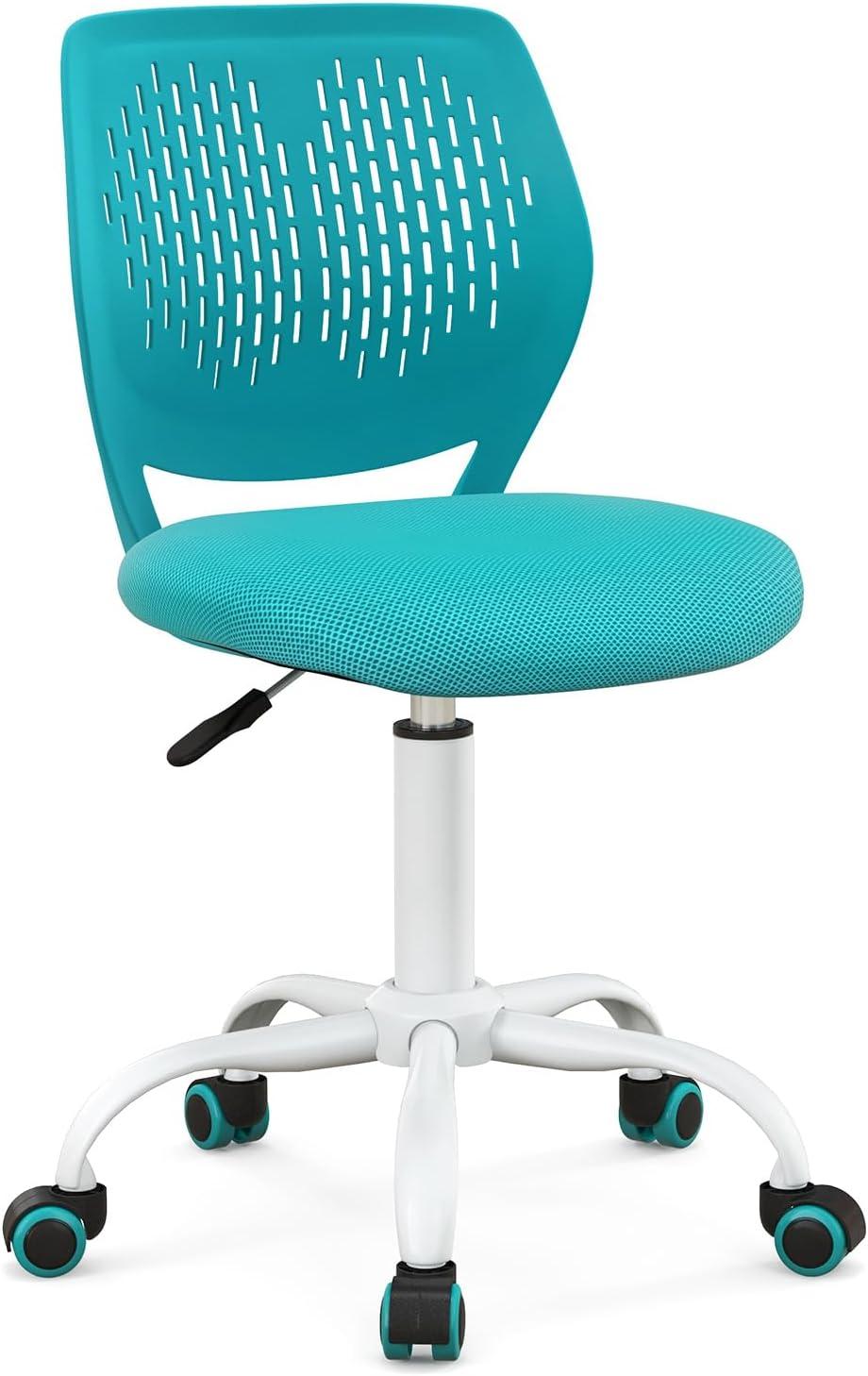 Turquoise Armless Mesh Swivel Task Chair for Kids