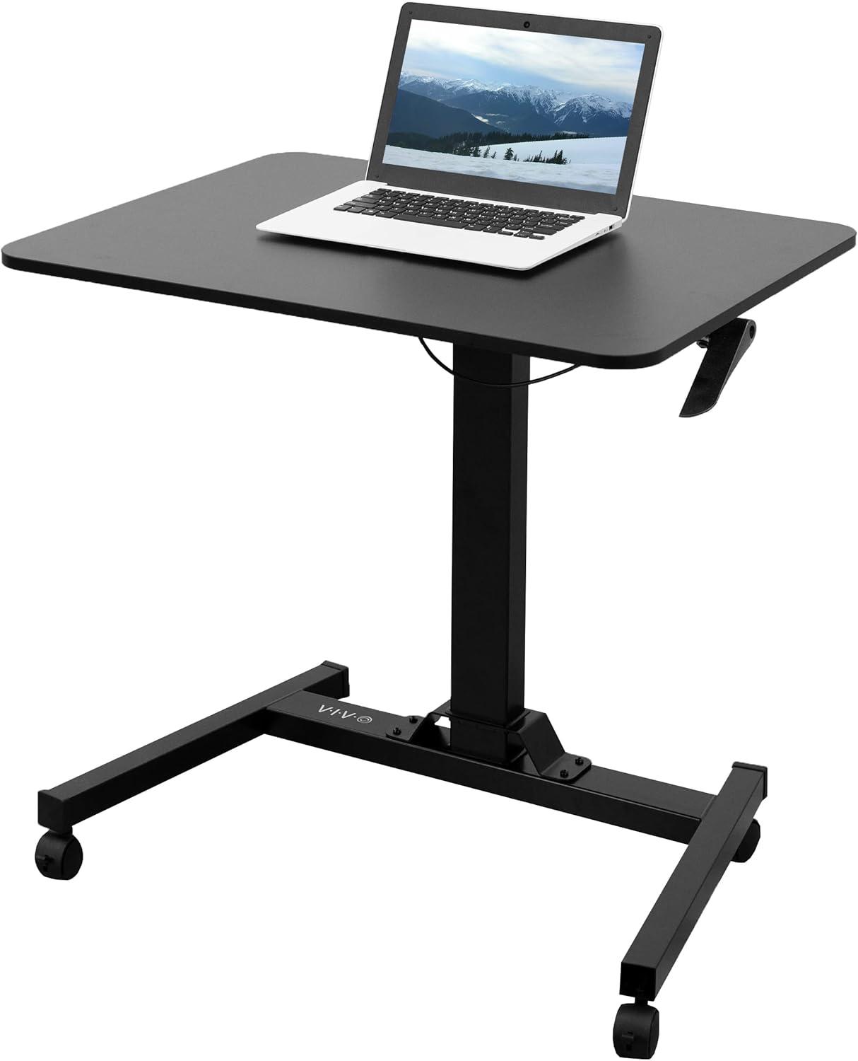 VIVO Adjustable Presentation Cart Tension Spring Sit-Stand Mobile Workstation (CART-V07B)