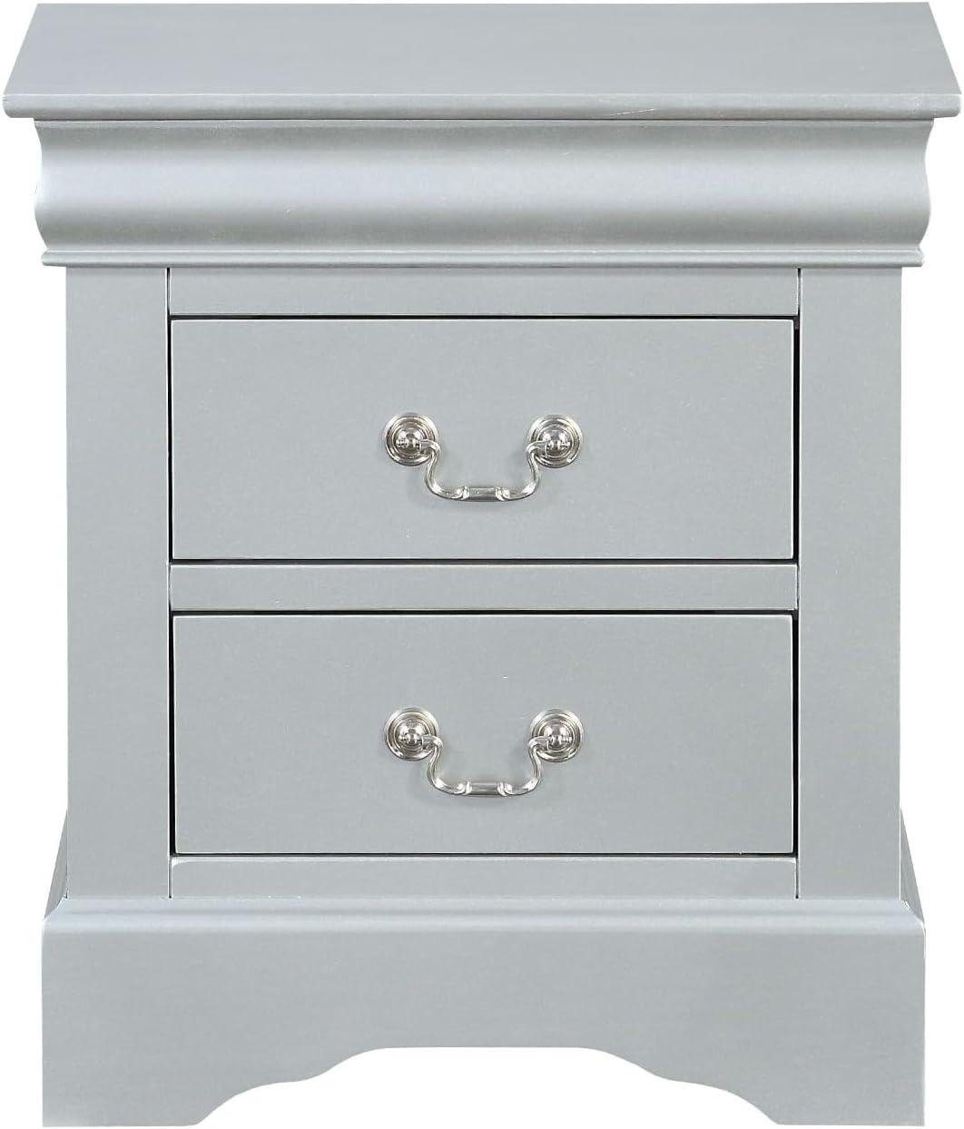 ACME Louis Philippe III Nightstand - Platinum - 24 x 22 x 16 in.