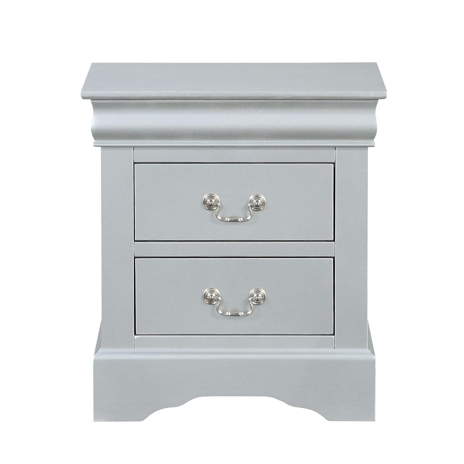 Acme Furniture Louis Philippe III Nightstand Platinum Finish