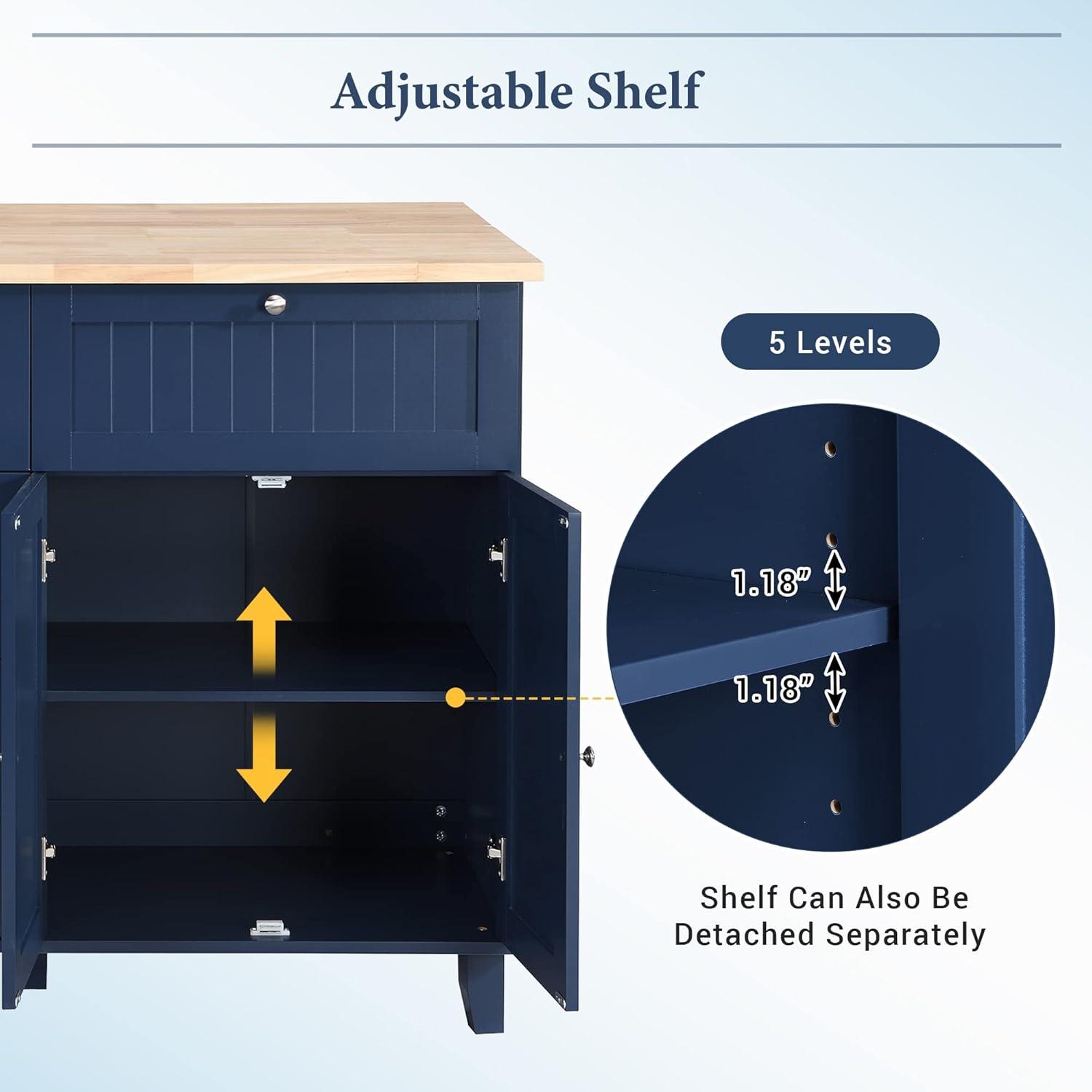 Harper & Bright Designs Kitchen Island Set with 2 Seatings and Drop Leaf, Farmhouse Dining Table Set with Storage Cabinet, Drawers and Towel Rack, Black