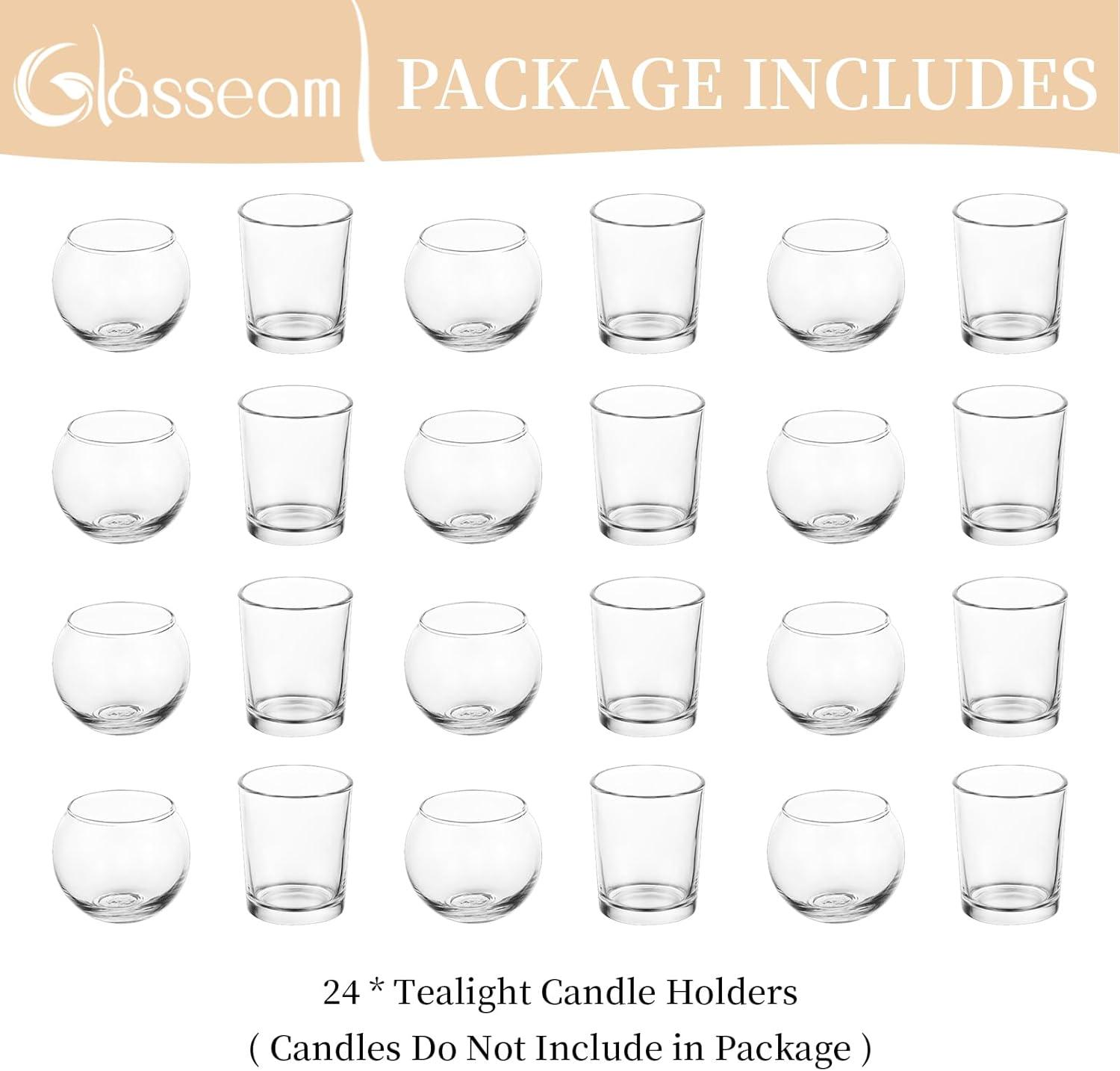 Clear Glass Tealight Candle Holders Set for Christmas Decor