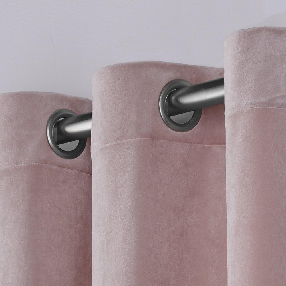 Blush Velvet Luxe 54"x96" Grommet Top Room-Darkening Curtain Panel Pair