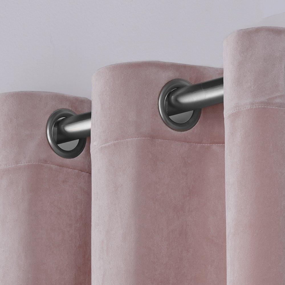 Set of 2 96"x54" Velvet Heavyweight Grommet Top Window Curtain Panel Blush: Light Filtering, Polyester, Exclusive Home