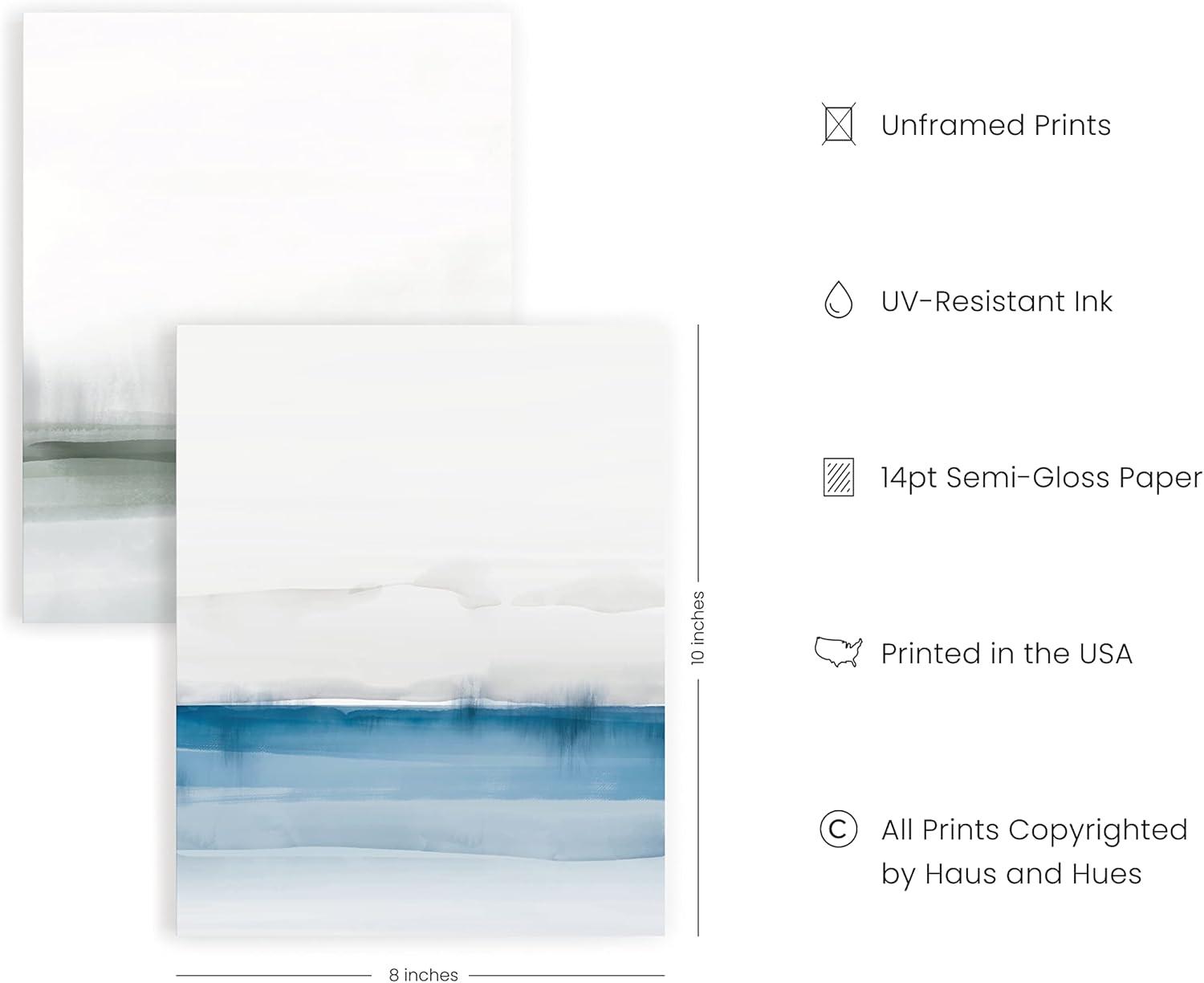 HAUS AND HUES Landscape Painting - Set of 4 Nature Posters, Abstract Painting, Poster Nature Landscape Art, Blue Artwork Nature, Serene Pictures, Nature Paintings For Living Room (Unframed, 8x10)