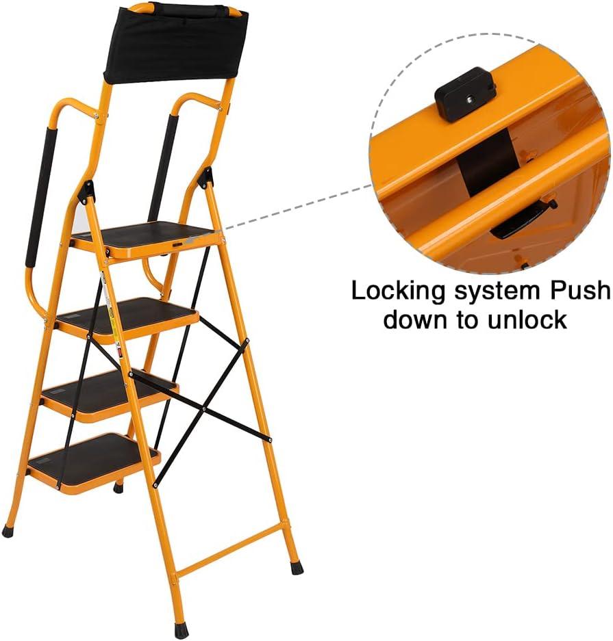 Ktaxon 3 Step Ladder, Portable Lightweight Step Stool, for Household, Office, Garage, Iron