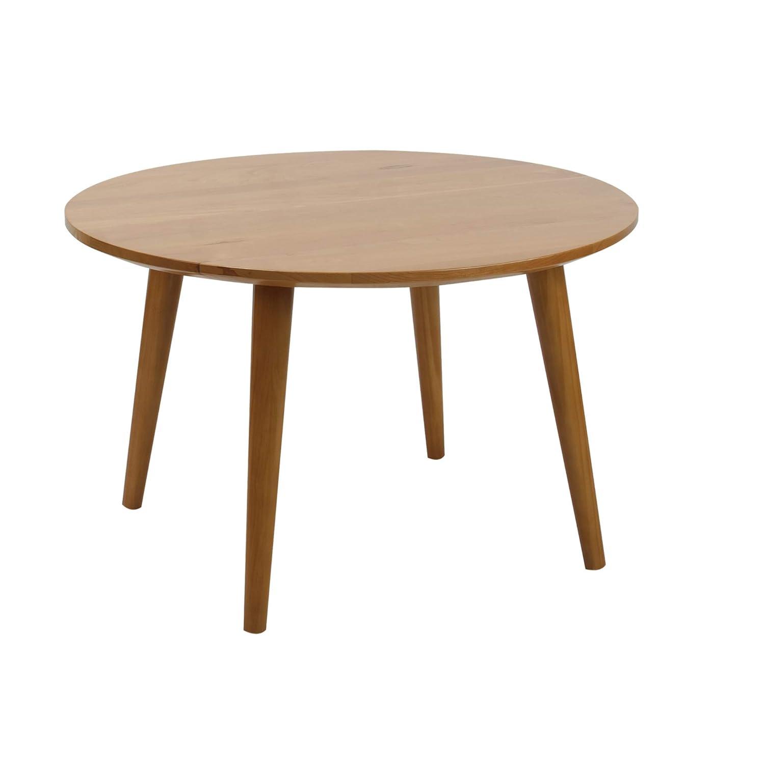 Mesa Natural Cherry Round Coffee Table with Maple Top and Storage