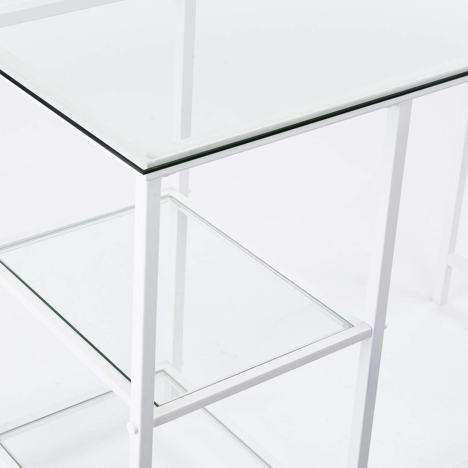 SEI Furniture Layton Metal/Glass Student Desk, White