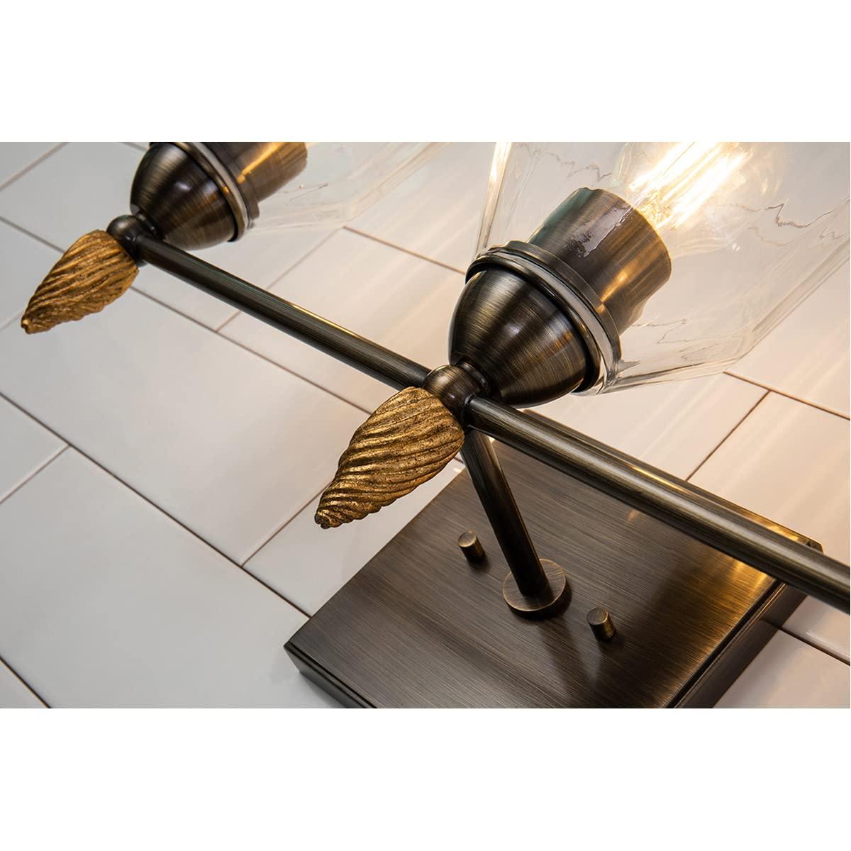 Lucas McKearn Felice Tocador de Baño de Metal con Forma de Bellota de 3 Luces en Bronce Oscuro