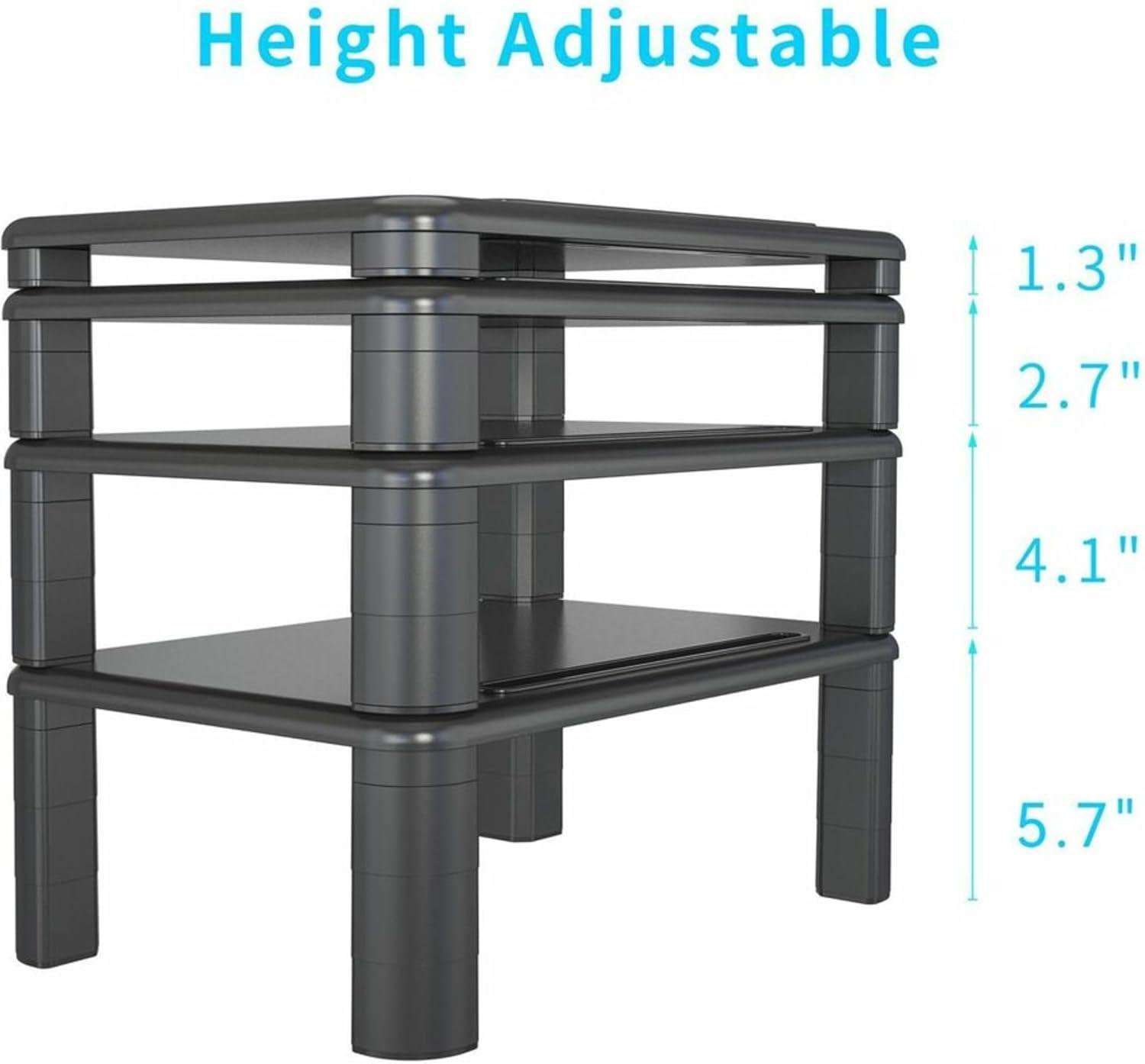 Adjustable Black MDF and Nylon Monitor Riser