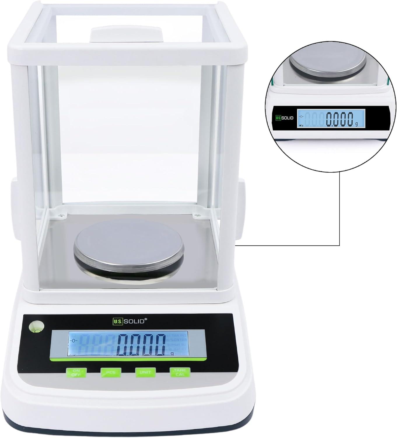 U.S. Solid 1mg Analytical Balance 300g x 0.001g High Precision Digital Lab Scale with 2 LCD Screens