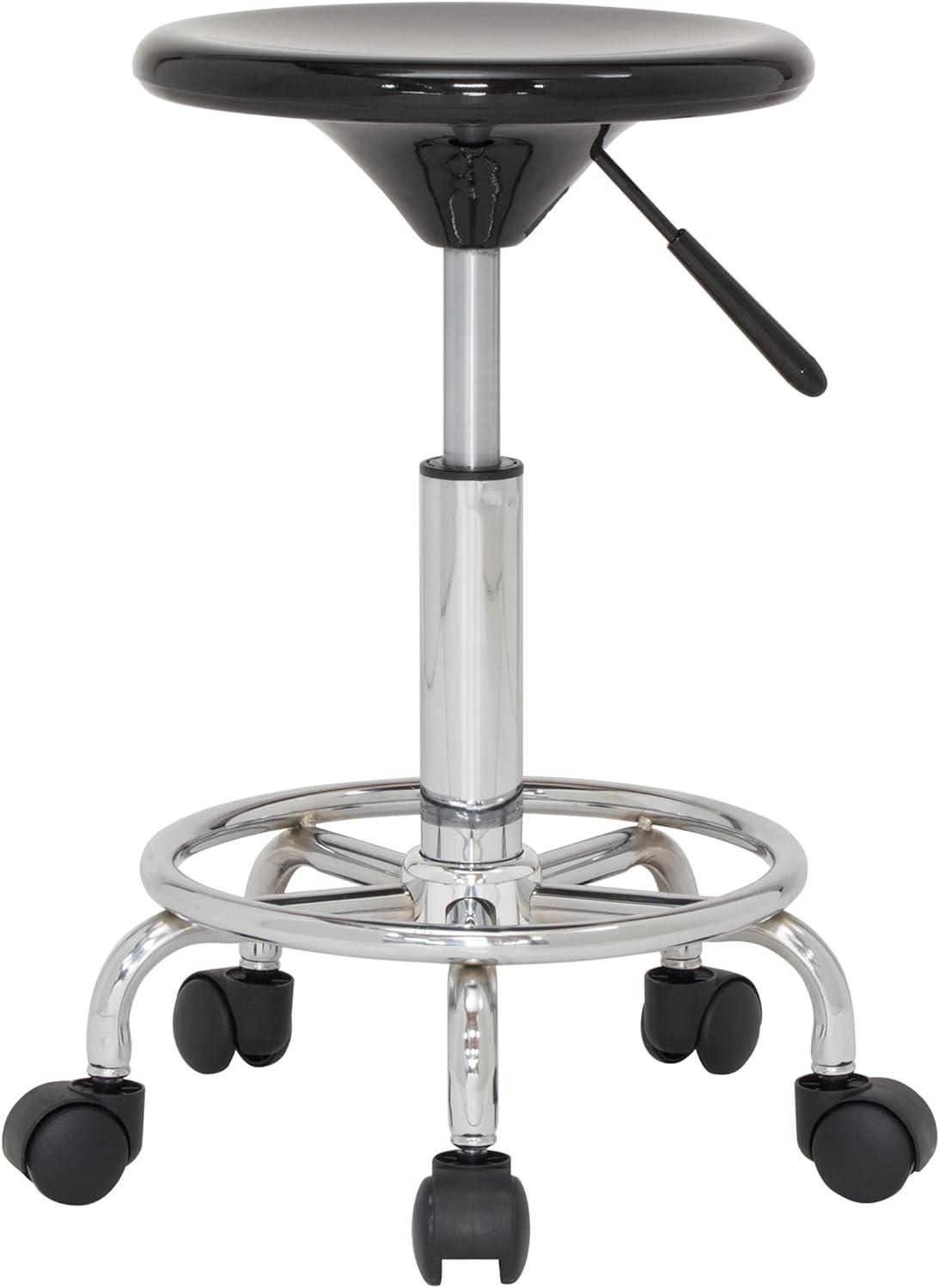 Sleek Adjustable Height Black Acrylic Studio Stool with Chrome Footring